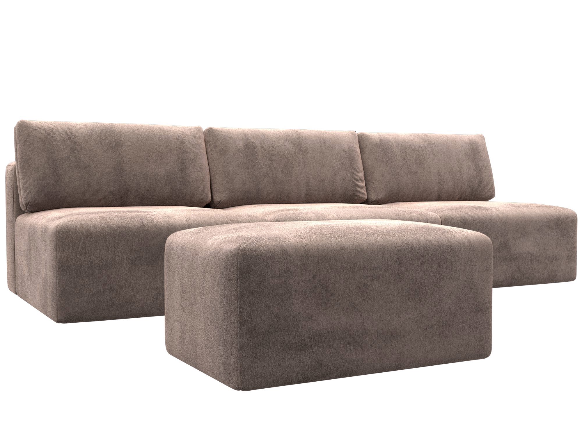 Изображение товара Диван раскладной Лига диванов 129475 с велюровым покрытием бежевый