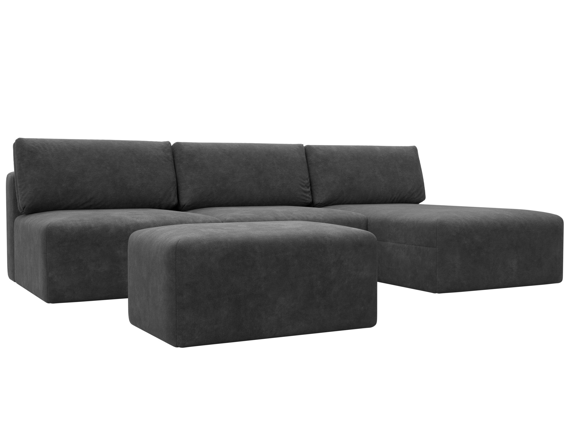 Изображение товара Диван раскладной Лига диванов 129527 367x84x187 см велюр цвет brut 16 темно-серый