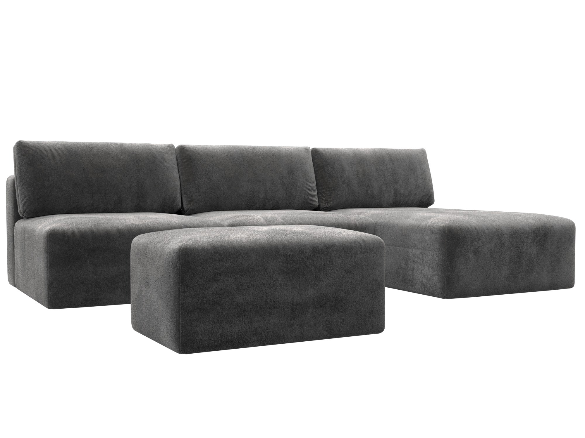 Изображение товара Диван раскладной Лига диванов 129515 367x84x187 см велюр серый современный