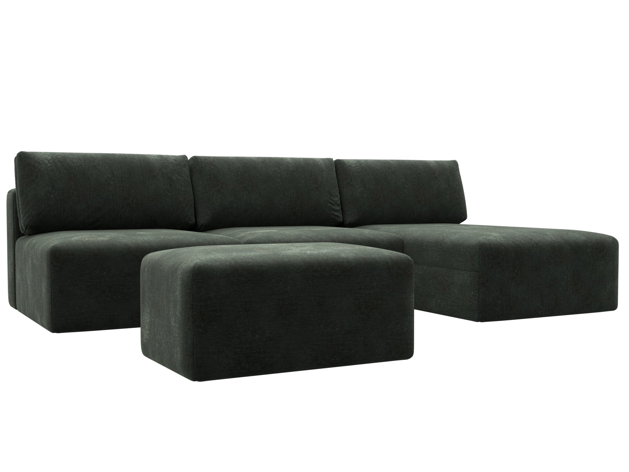 Изображение товара Диван раскладной Лига диванов 129517 367x84x187 см шенилл цвет rimini 09 зеленый