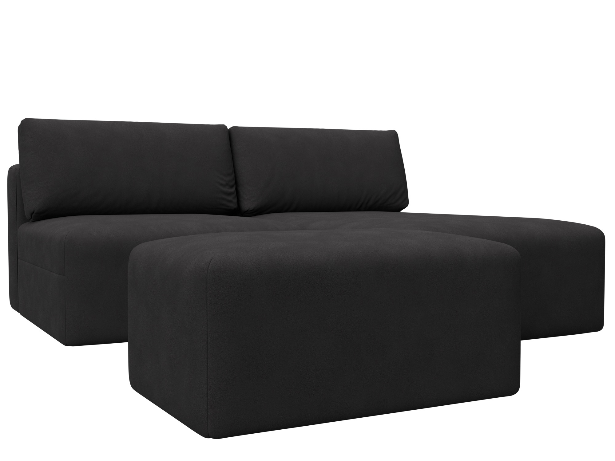 Изображение товара Диван раскладной Лига диванов 129690 угловой с пуфом замша коричневый