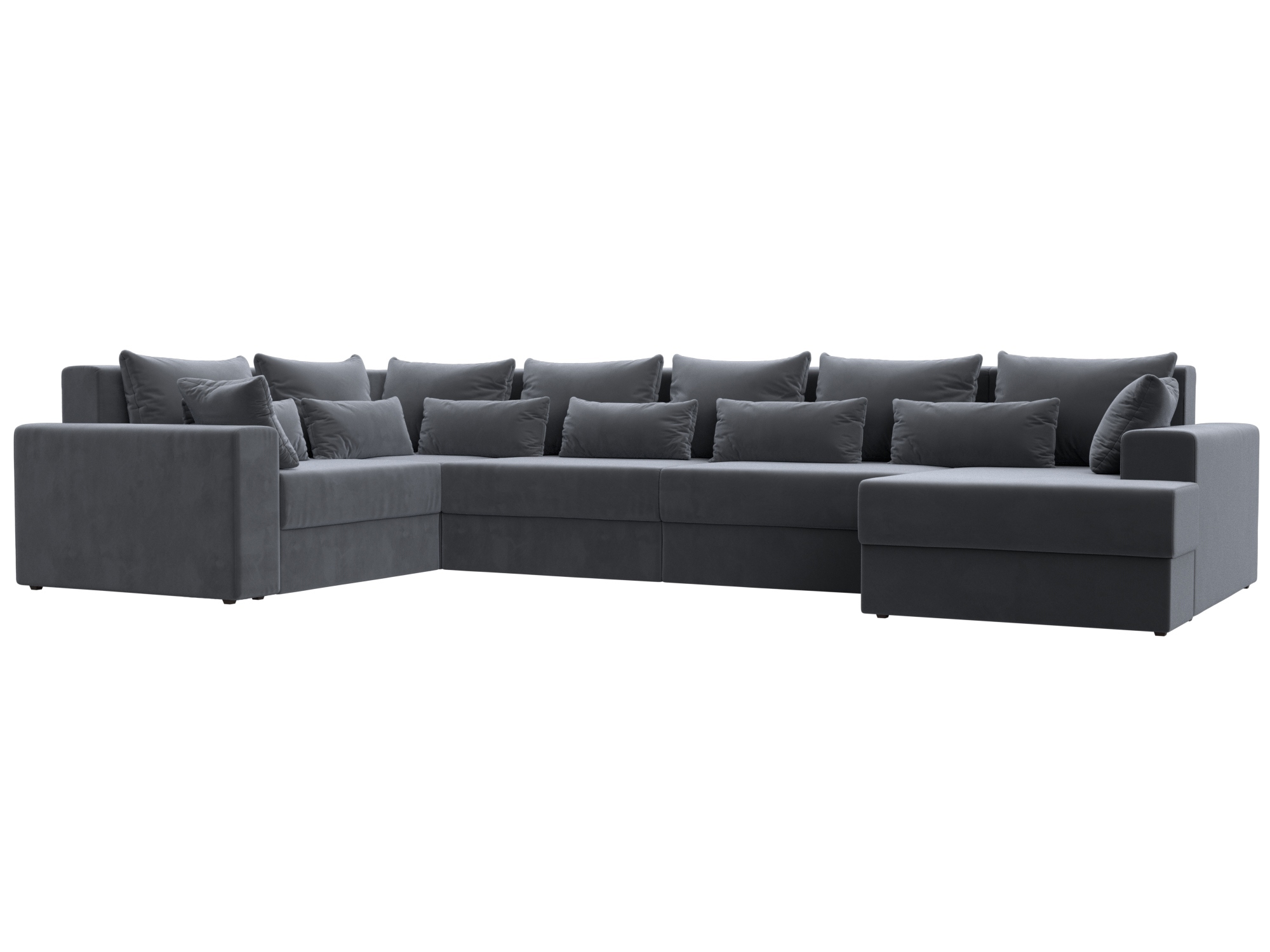 Изображение товара Диван раскладной Лига диванов 114823_спб 394x96x230 см велюр цвет серый