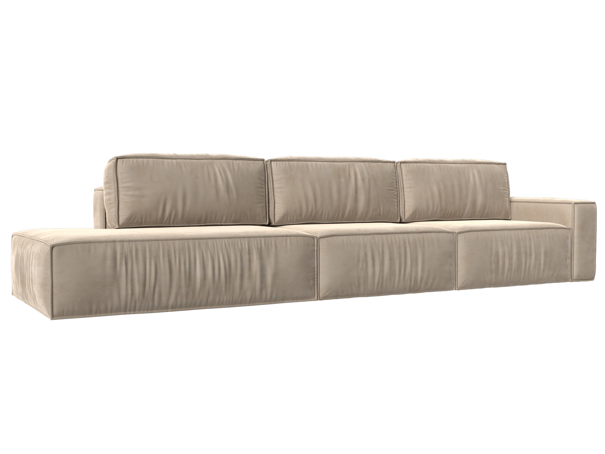 Изображение товара Диван раскладной Лига диванов 121739_спб 380x90x118 см велюр цвет бежевый