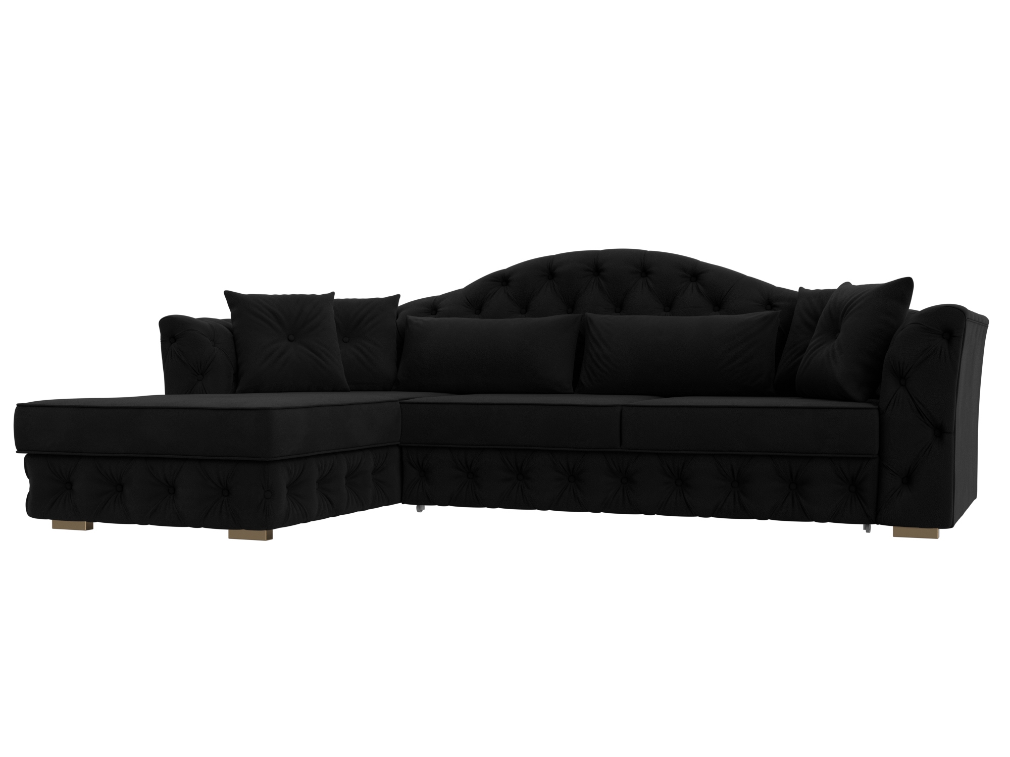 Изображение товара Диван раскладной Лига диванов 121599L вельвет черный современный угловой для гостиной