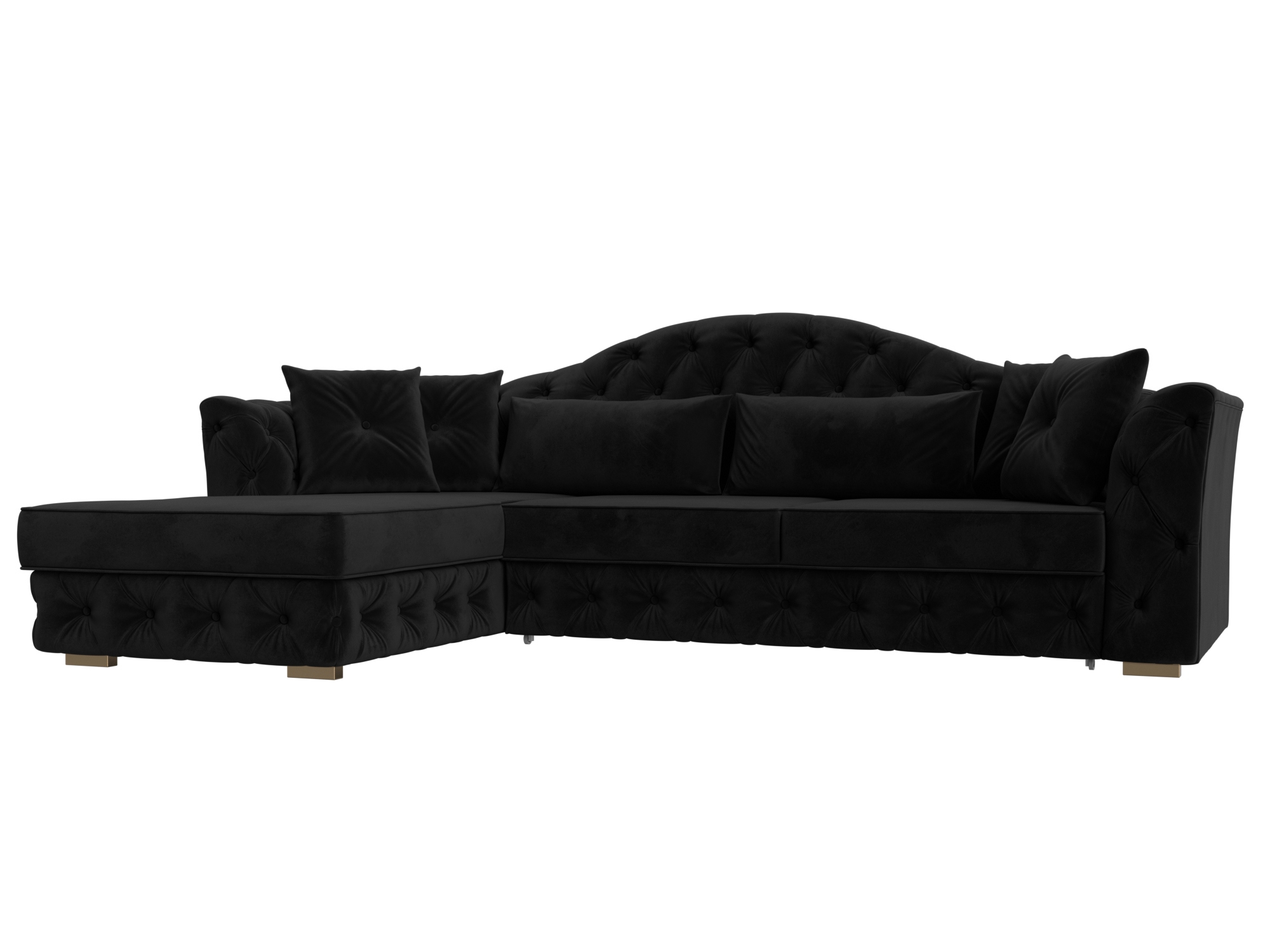 Изображение товара Диван раскладной Лига диванов 121581L, угловой, велюр, черный, Россия