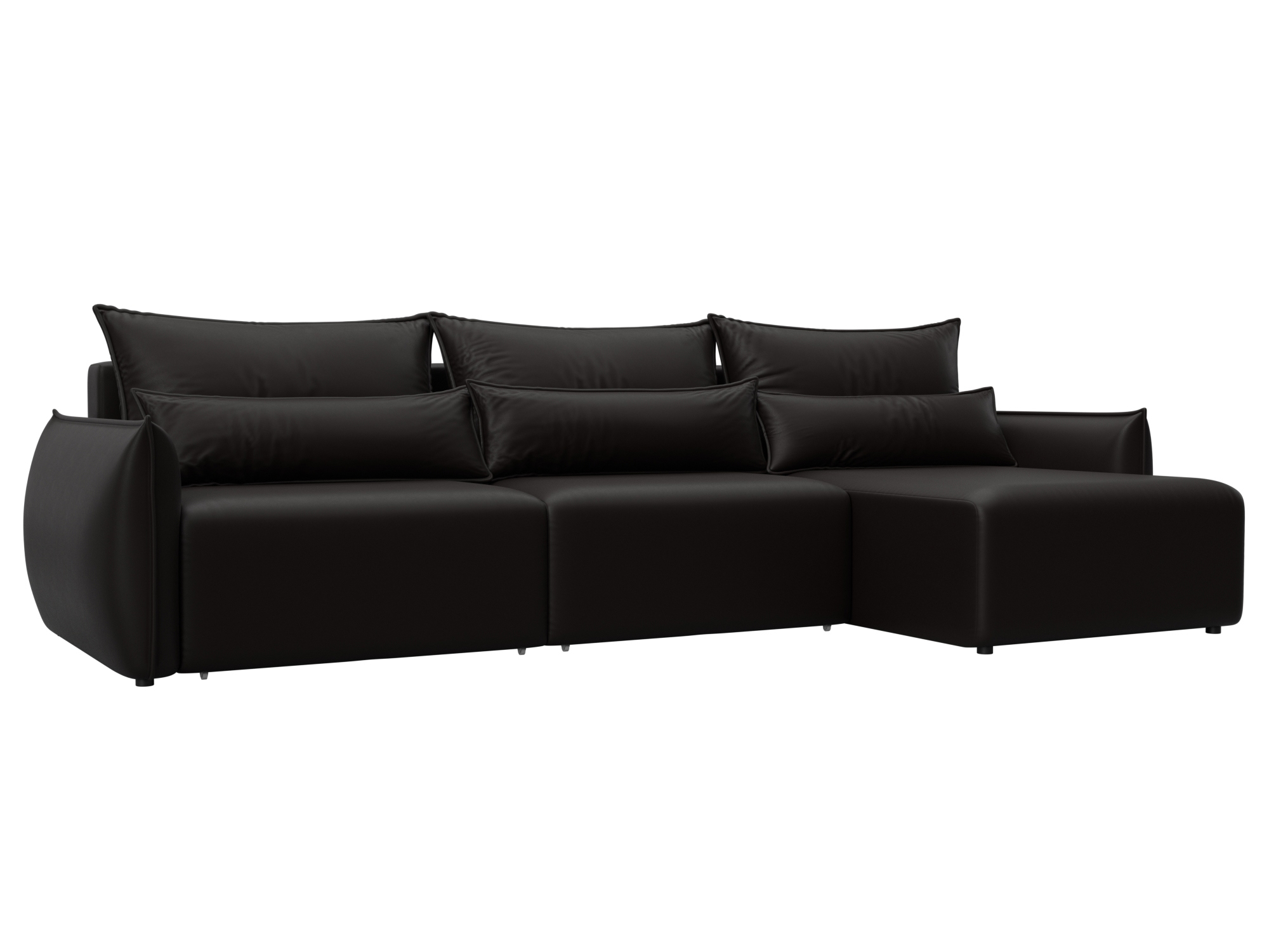 Изображение товара Диван раскладной Лига диванов 129891_спб 322x96x160 см эко-кожа цвет grifon 12 коричневый