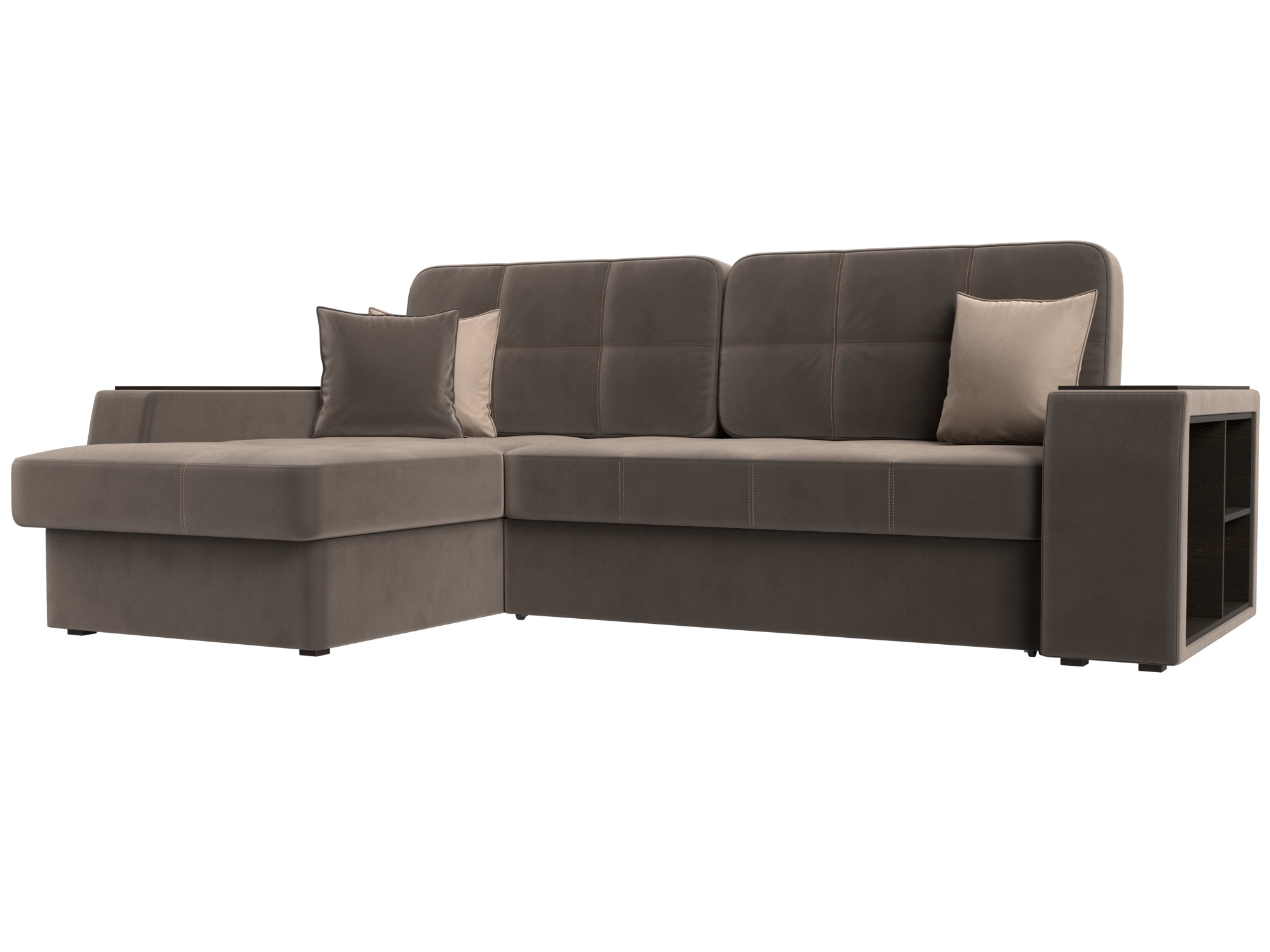 Изображение товара Угловой раскладной диван Брюссель ЛИГА ДИВАНОВ 260x95x175 см велюр коричневый