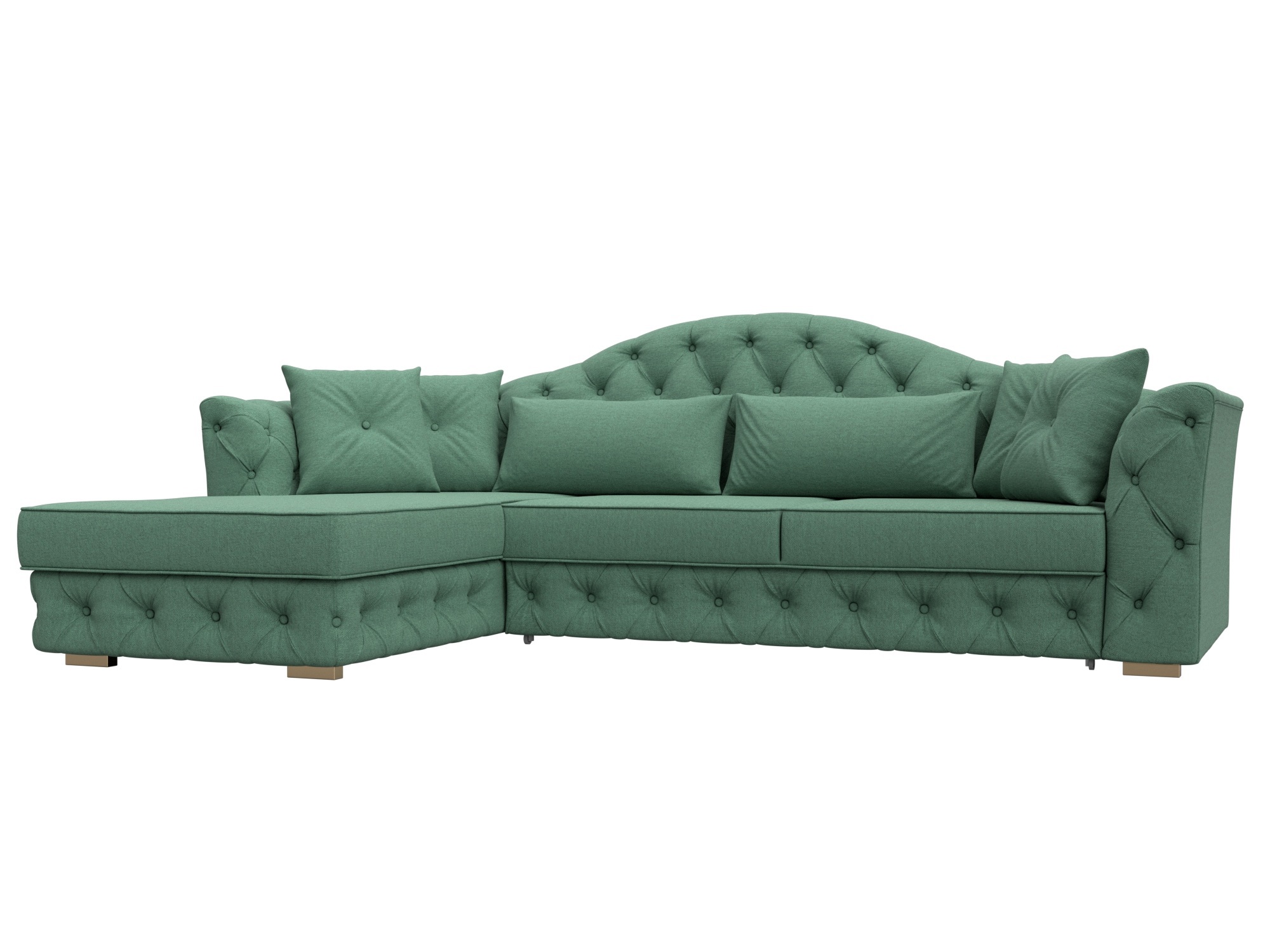 Изображение товара Диван раскладной Лига диванов 123401L_спб 250x97x181 см рогожка цвет амур 11 зеленый