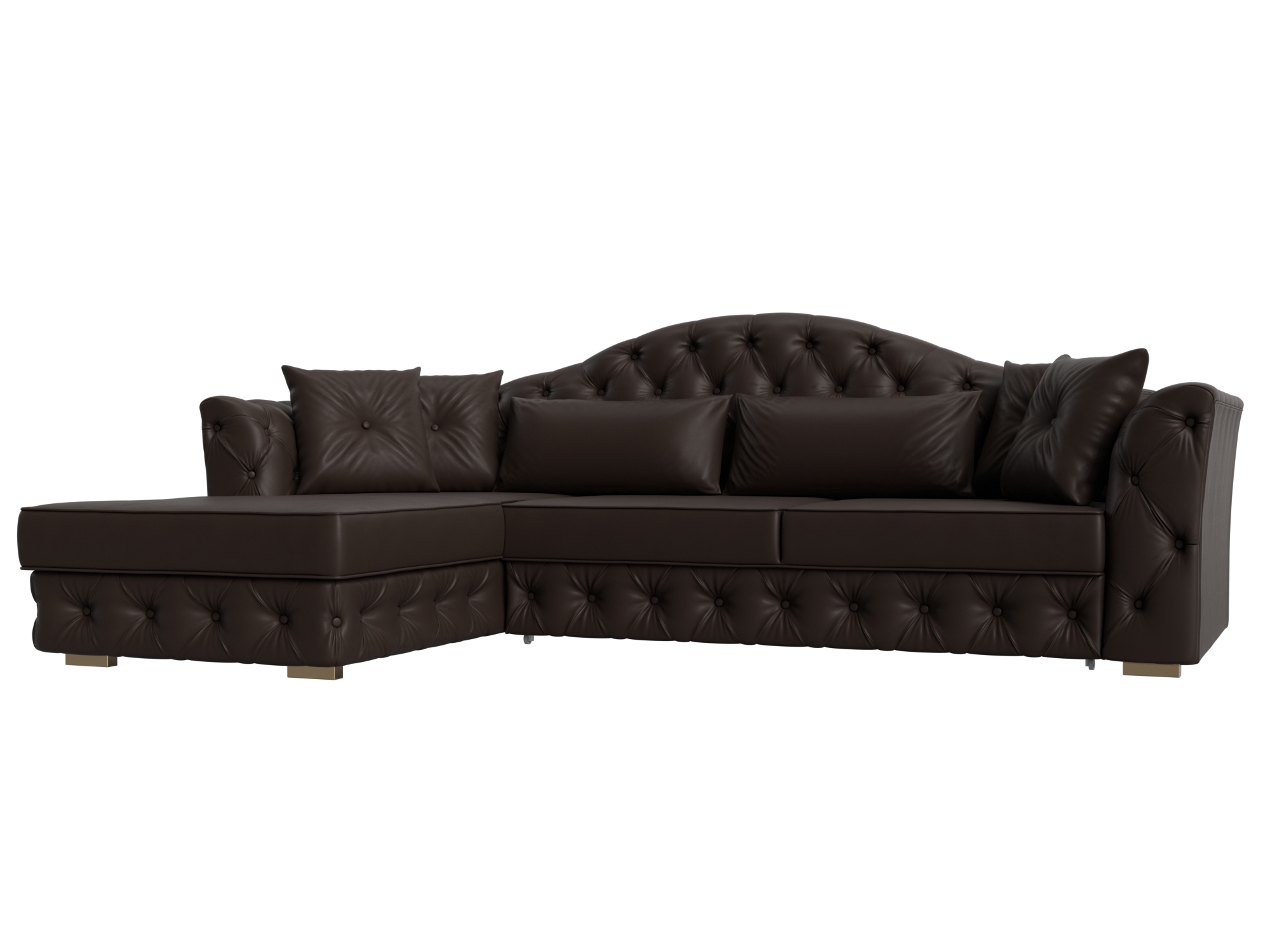 Изображение товара Диван раскладной Лига диванов 121635L_спб 250x97x181 см эко-кожа цвет коричневый