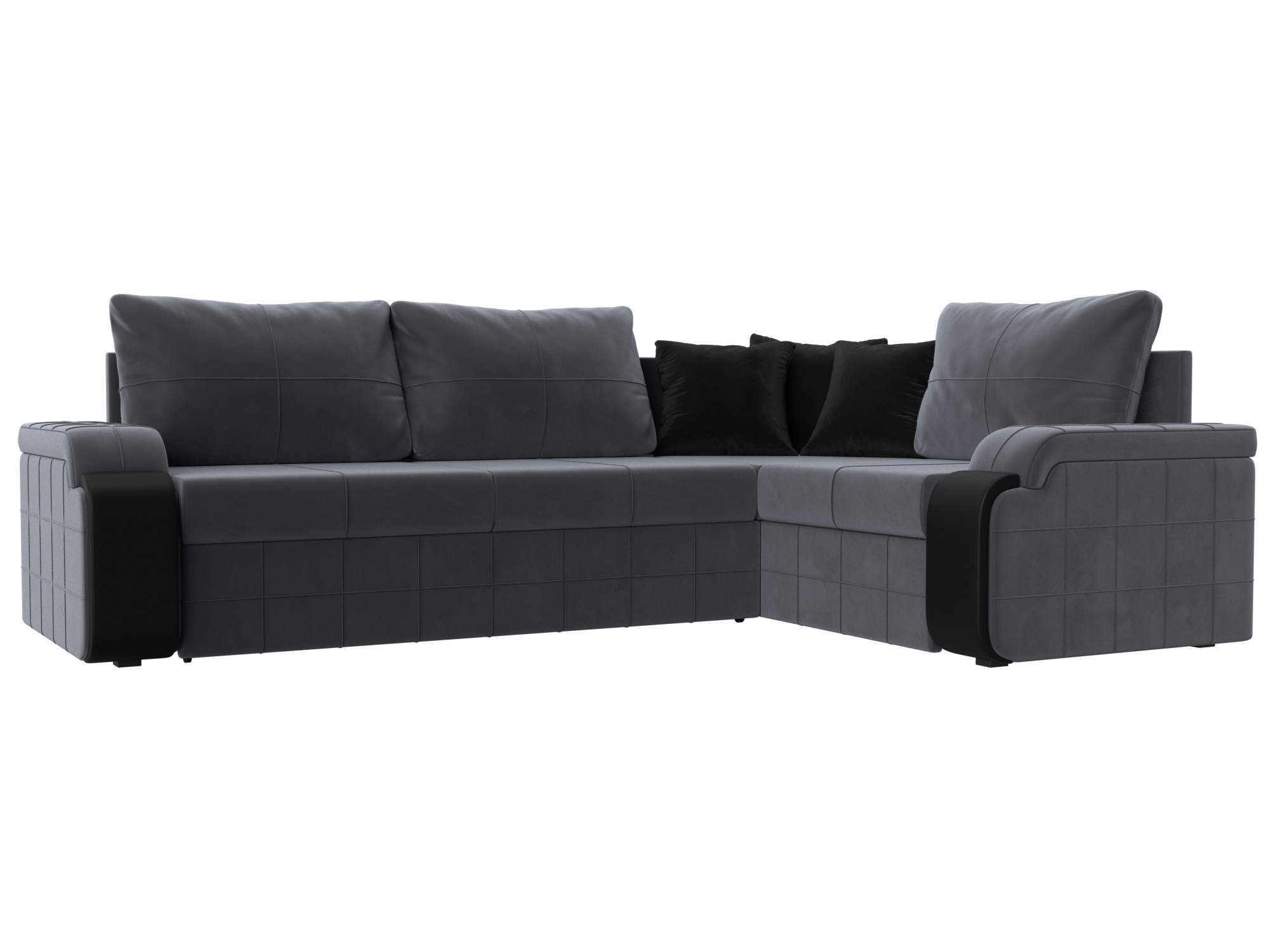 Изображение товара Диван раскладной Лига диванов 102976_спб 264x91x188 см велюр цвет серый/черный/черный