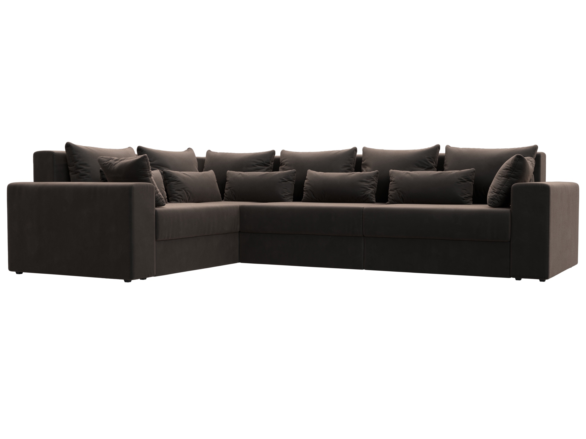 Изображение товара Диван раскладной Лига диванов 114865L_спб 330x96x230 см велюр цвет коричневый