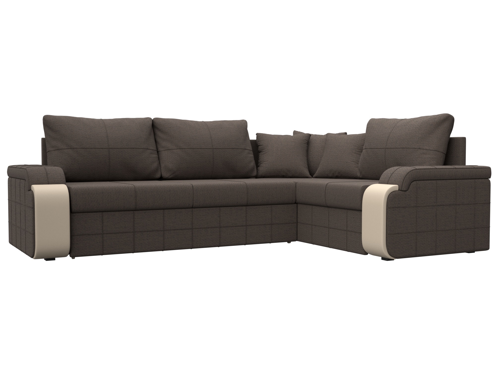 Изображение товара Диван раскладной Лига диванов Николь 264x188 см коричневый с ящиком и подлокотниками