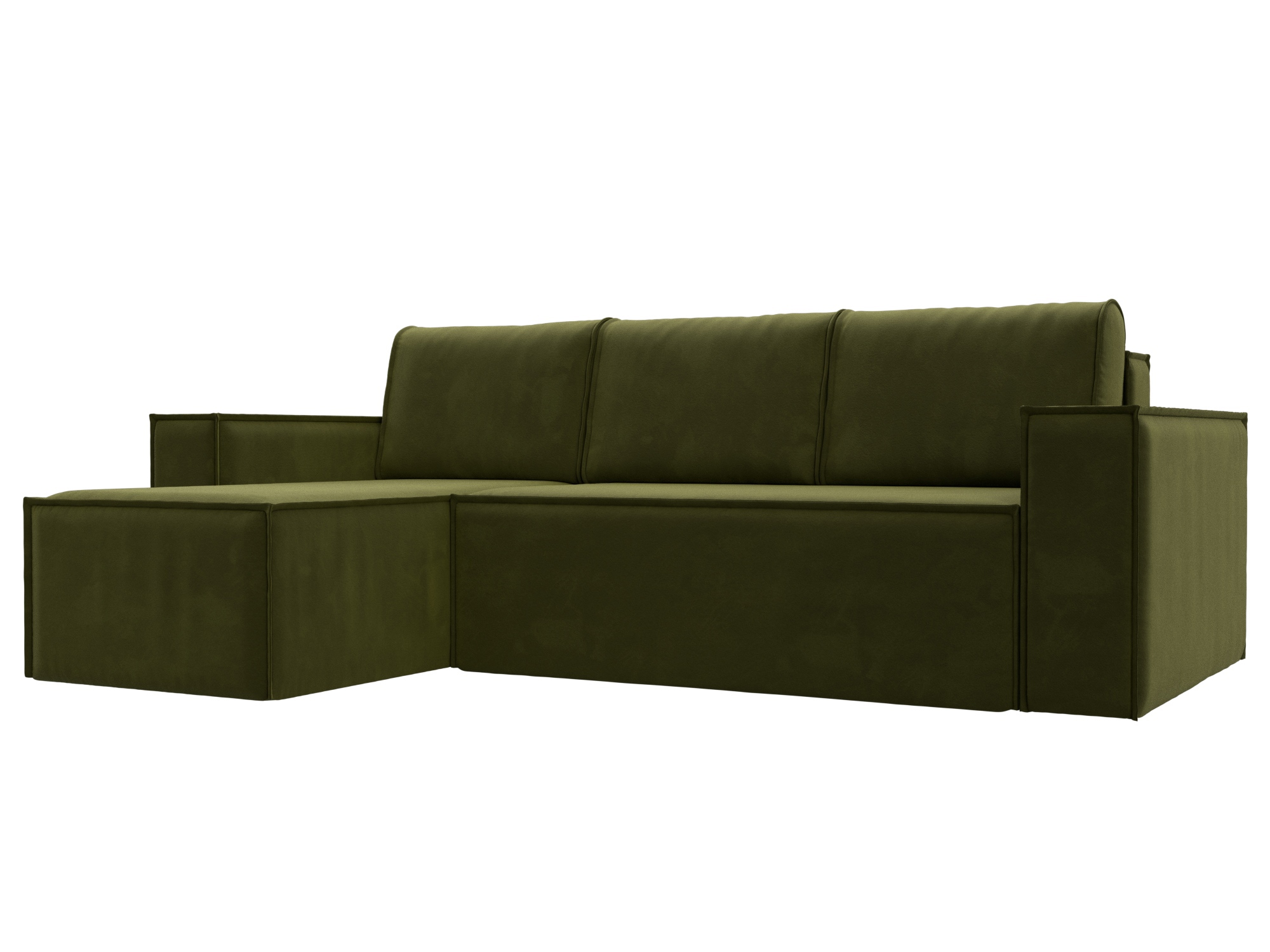 Изображение товара Диван раскладной Лига диванов 108653L_спб 240x91x160 см вельвет цвет зеленый