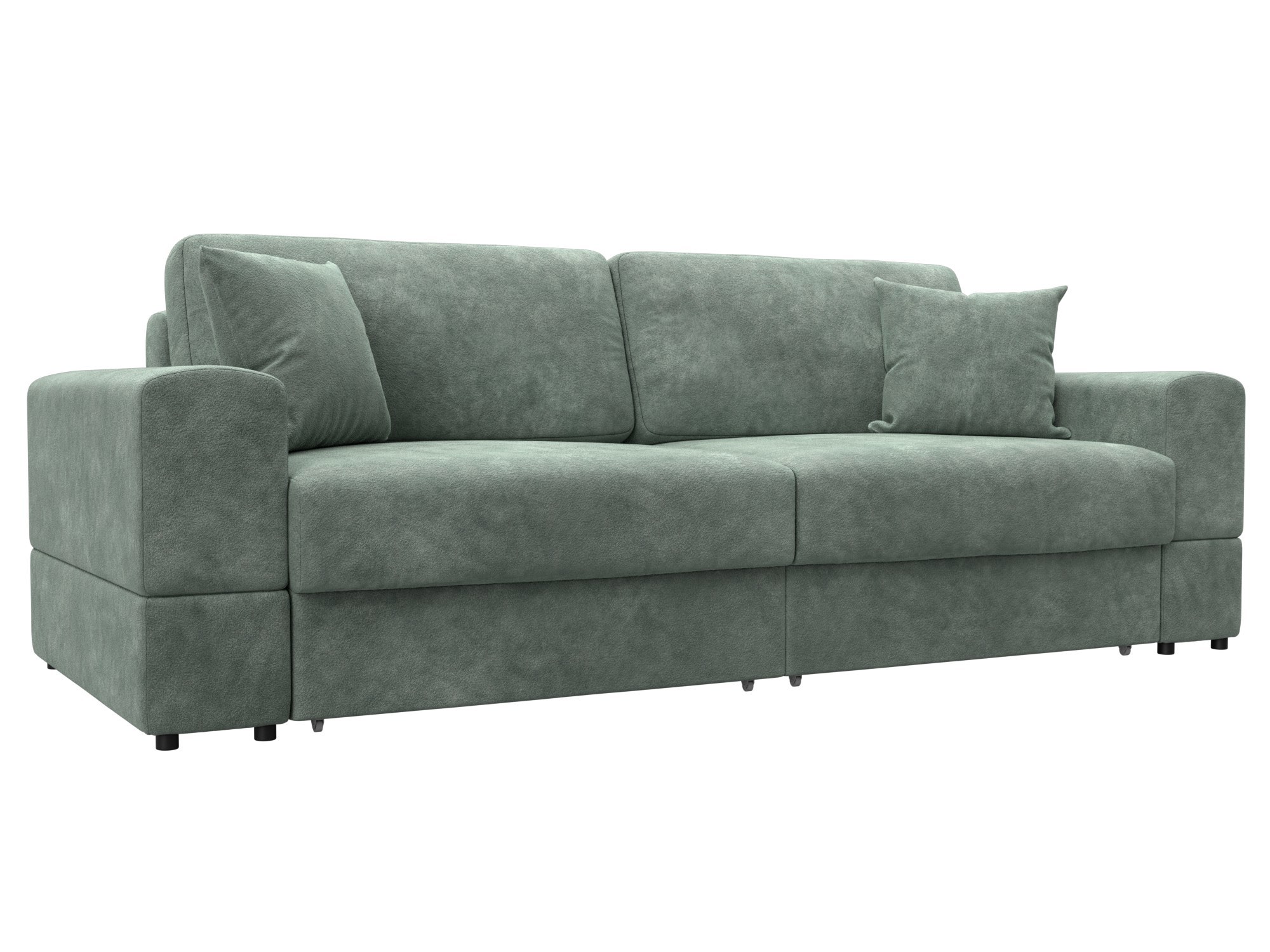 Изображение товара Диван раскладной Лига-055 НПБ с велюром зеленый 245х108х92 см современный дизайн