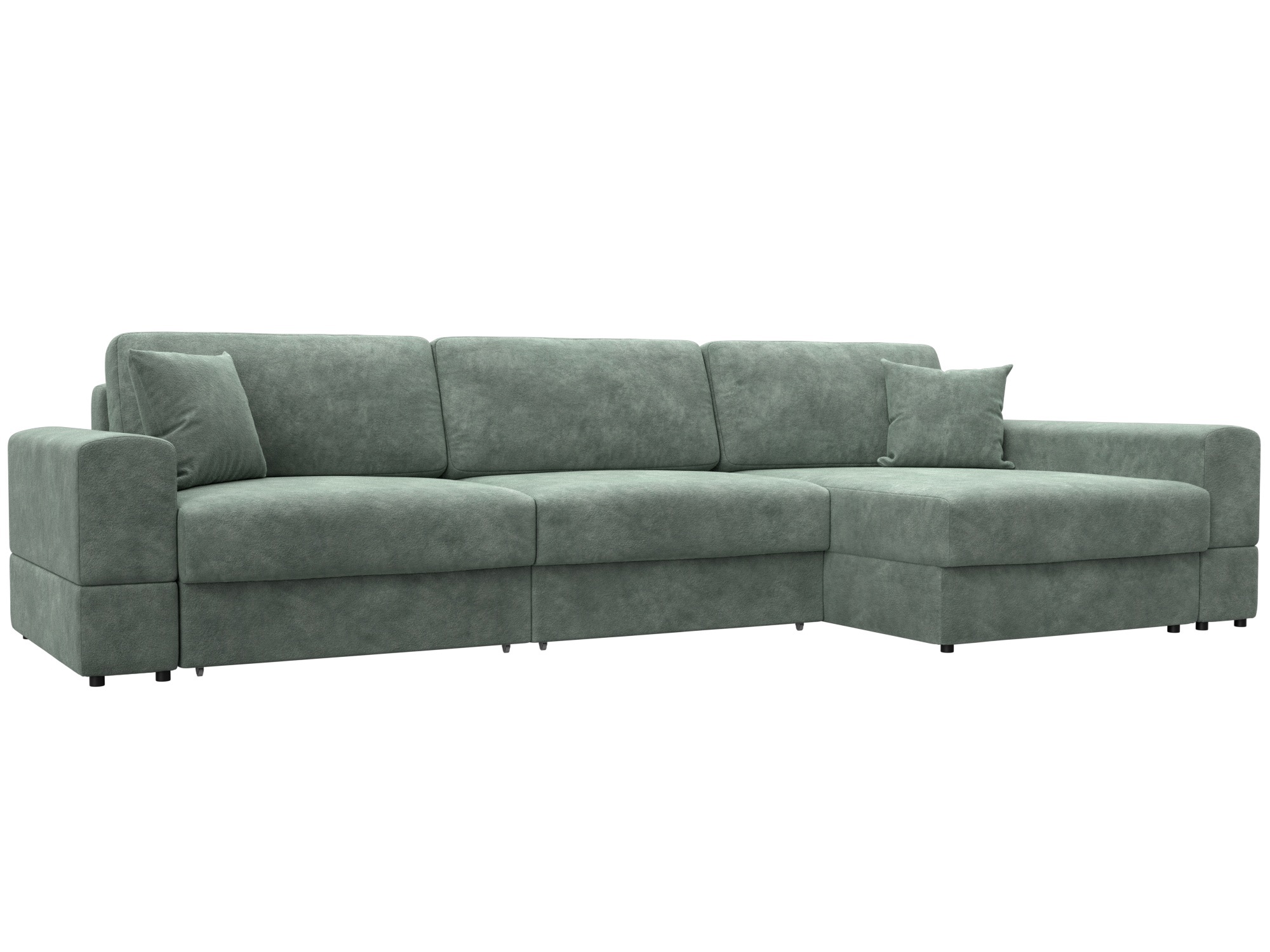 Изображение товара Диван раскладной Лига диванов Лига-055 НПБ Лонг 130242_спб 345x160x92 см велюр цвет brut 08 зеленый