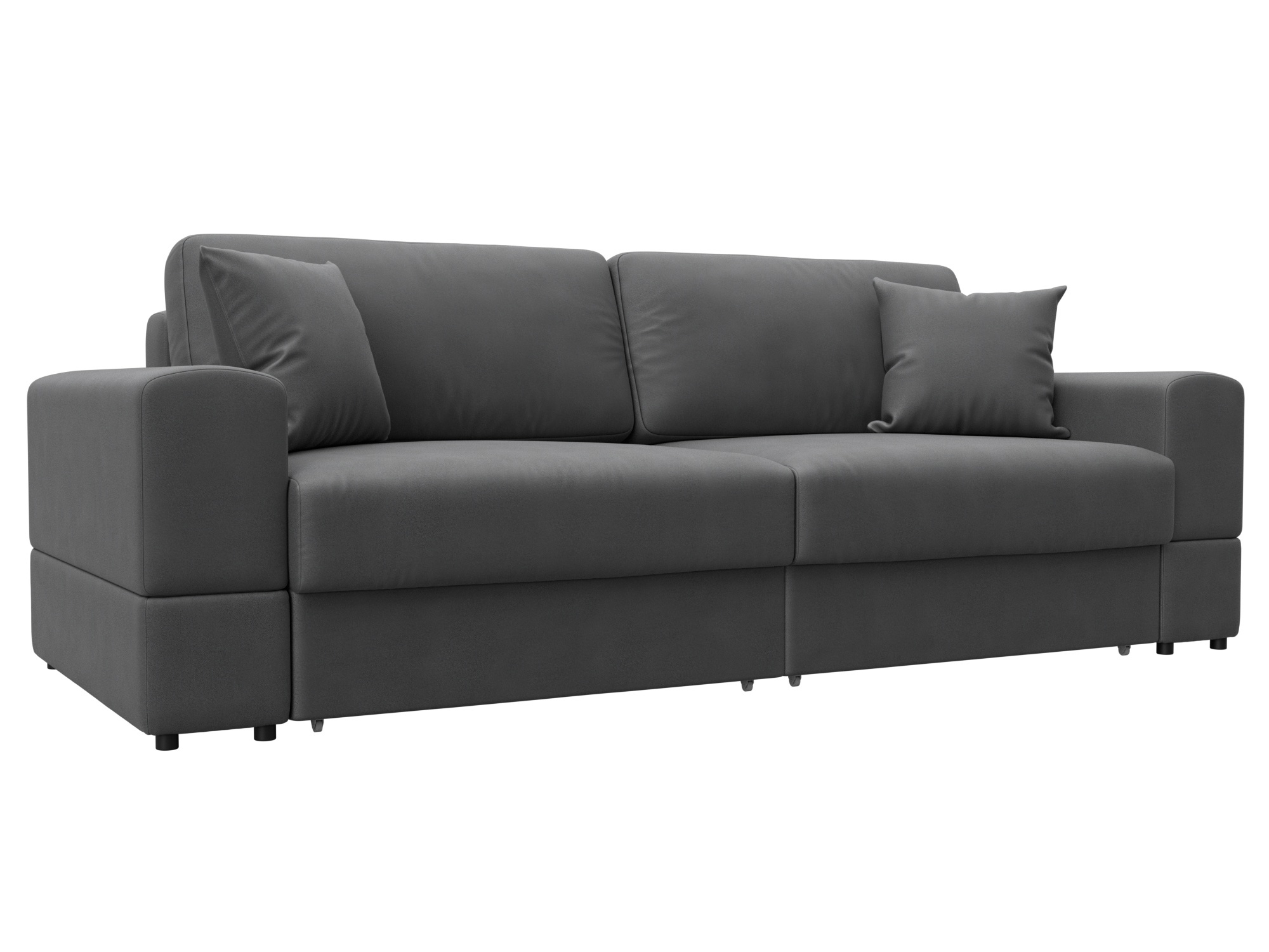 Изображение товара Диван раскладной Лига-055 НПБ из замши серый, современные размеры