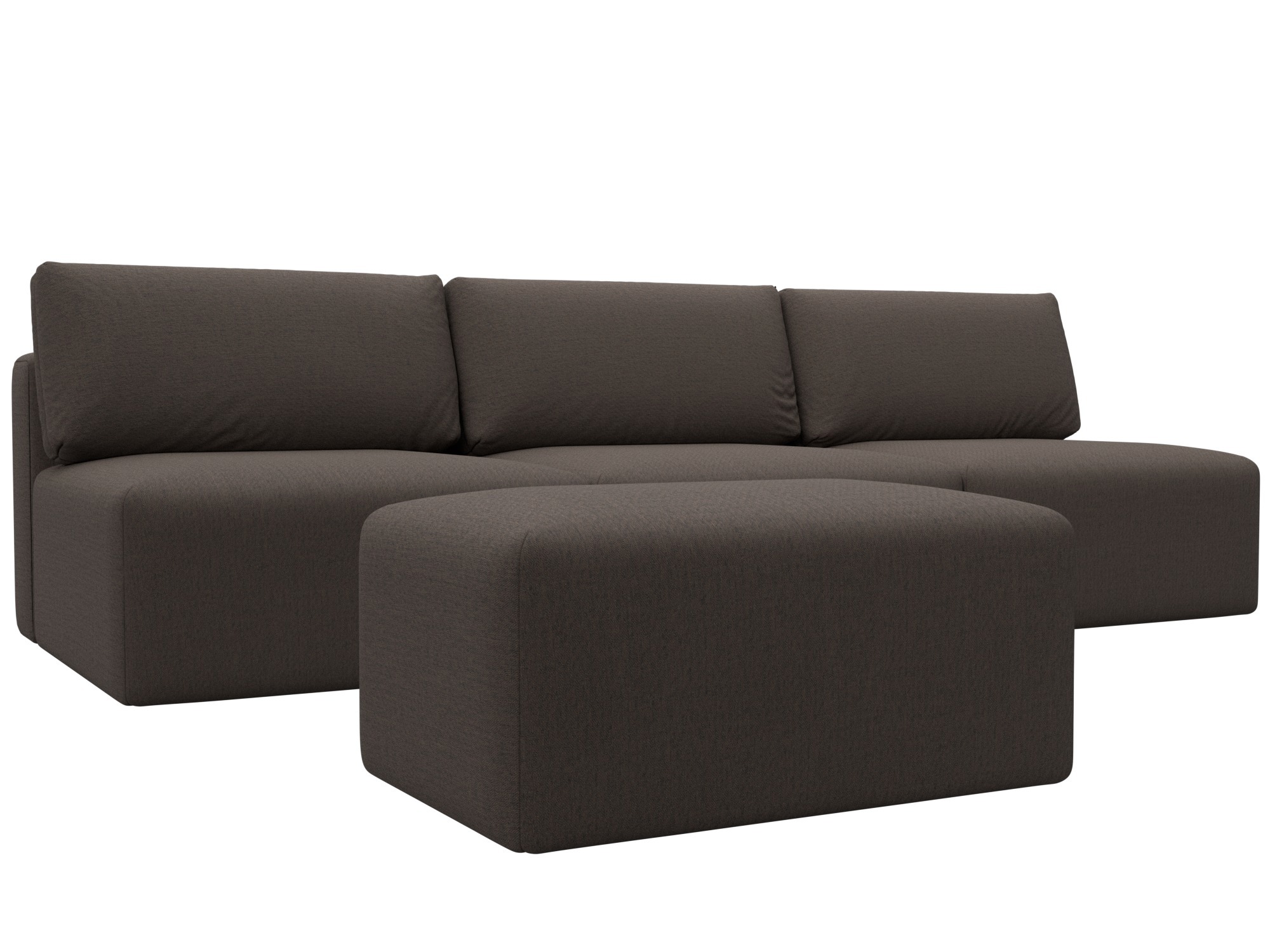 Изображение товара Диван раскладной Лига диванов 129709_спб 367x84x118 см рогожка цвет амур 05 коричневый