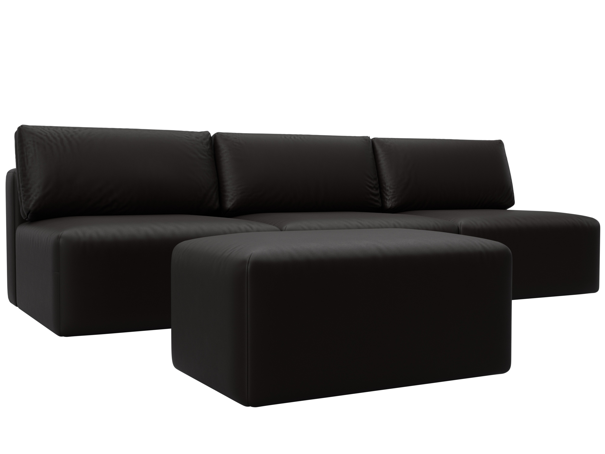 Изображение товара Диван раскладной Лига диванов 130057_спб 367x84x118 см эко-кожа цвет grifon 12 коричневый