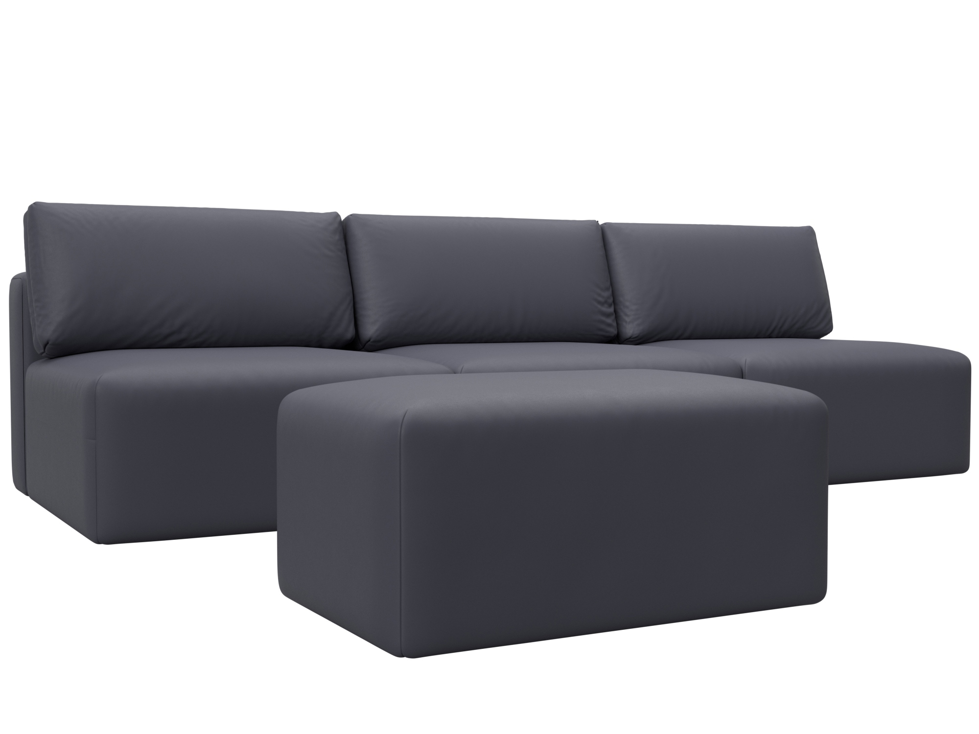 Изображение товара Диван раскладной Лига диванов 130059_спб 367x84x118 см эко-кожа цвет grifon 15 серый