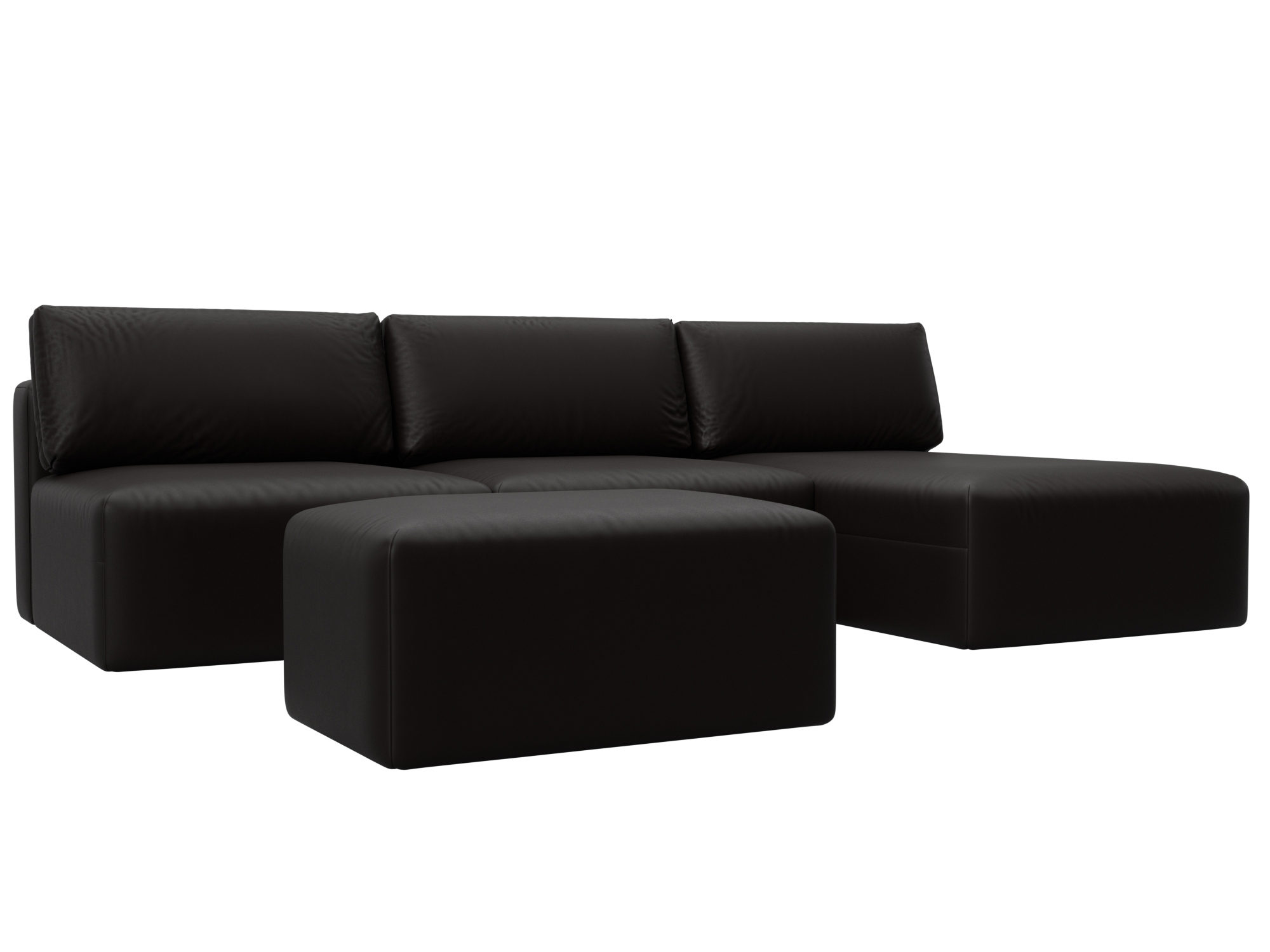 Изображение товара Диван раскладной Лига диванов 130069_спб 367x84x187 см эко-кожа цвет grifon 12 коричневый