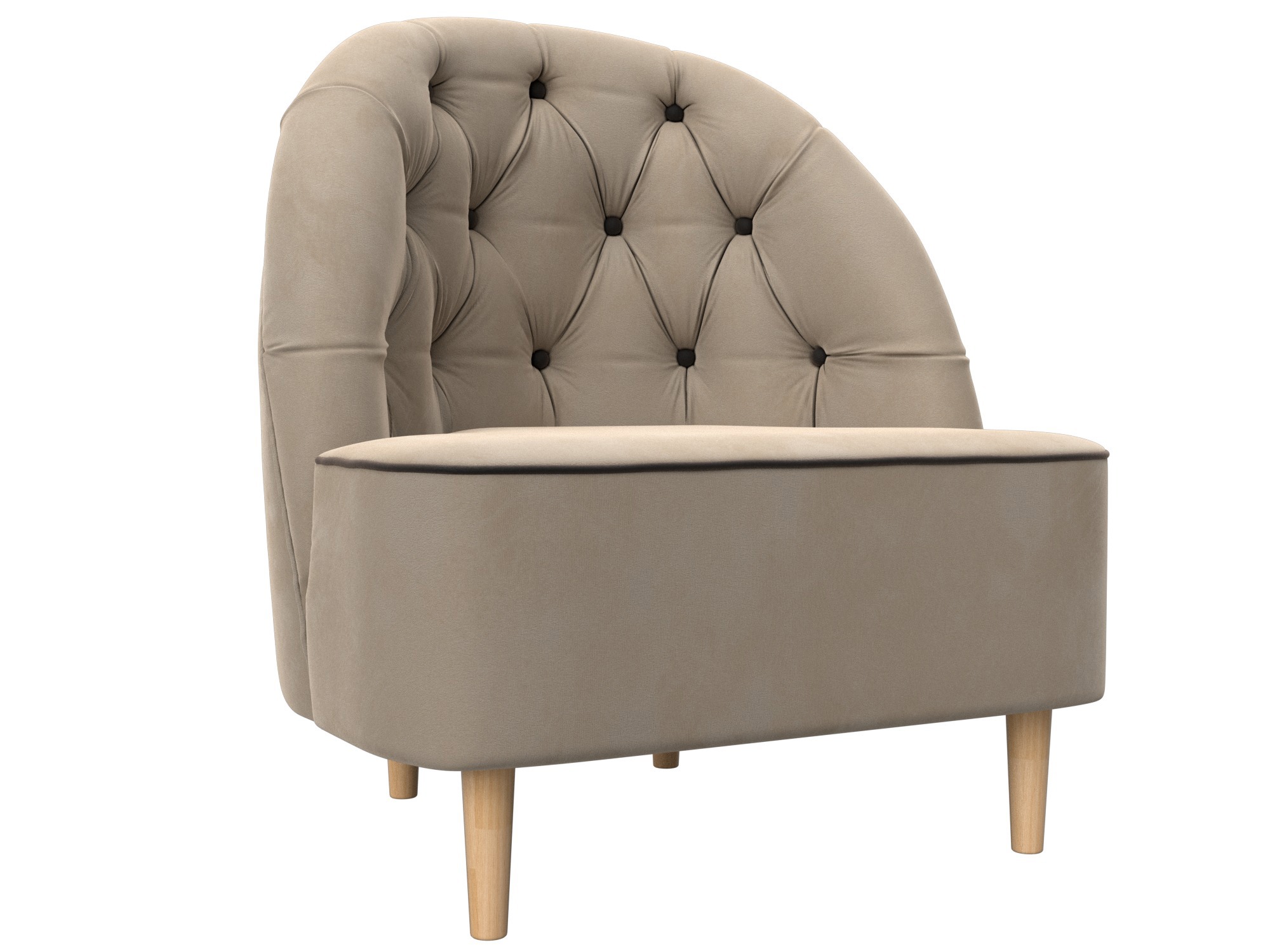 Изображение товара Мягкое кресло Лига диванов Амиса 74x84x63 см велюр цвет бежевый/коричневый