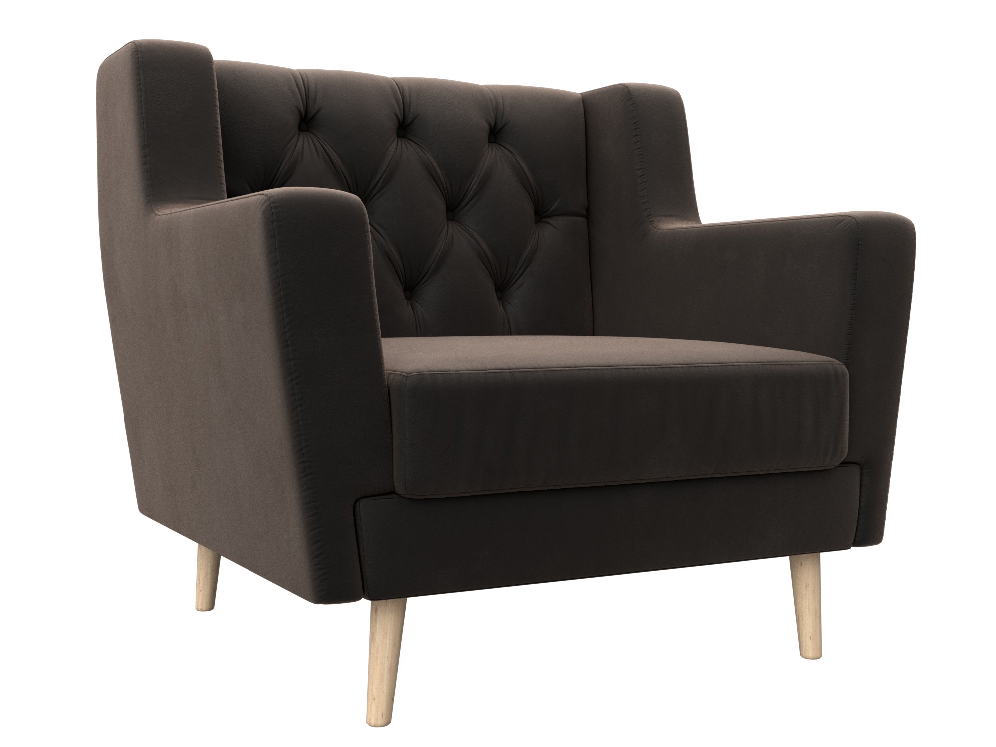 Изображение товара Мягкое кресло Лига диванов Брайтон Люкс коричневое 78х85х77 см велюр