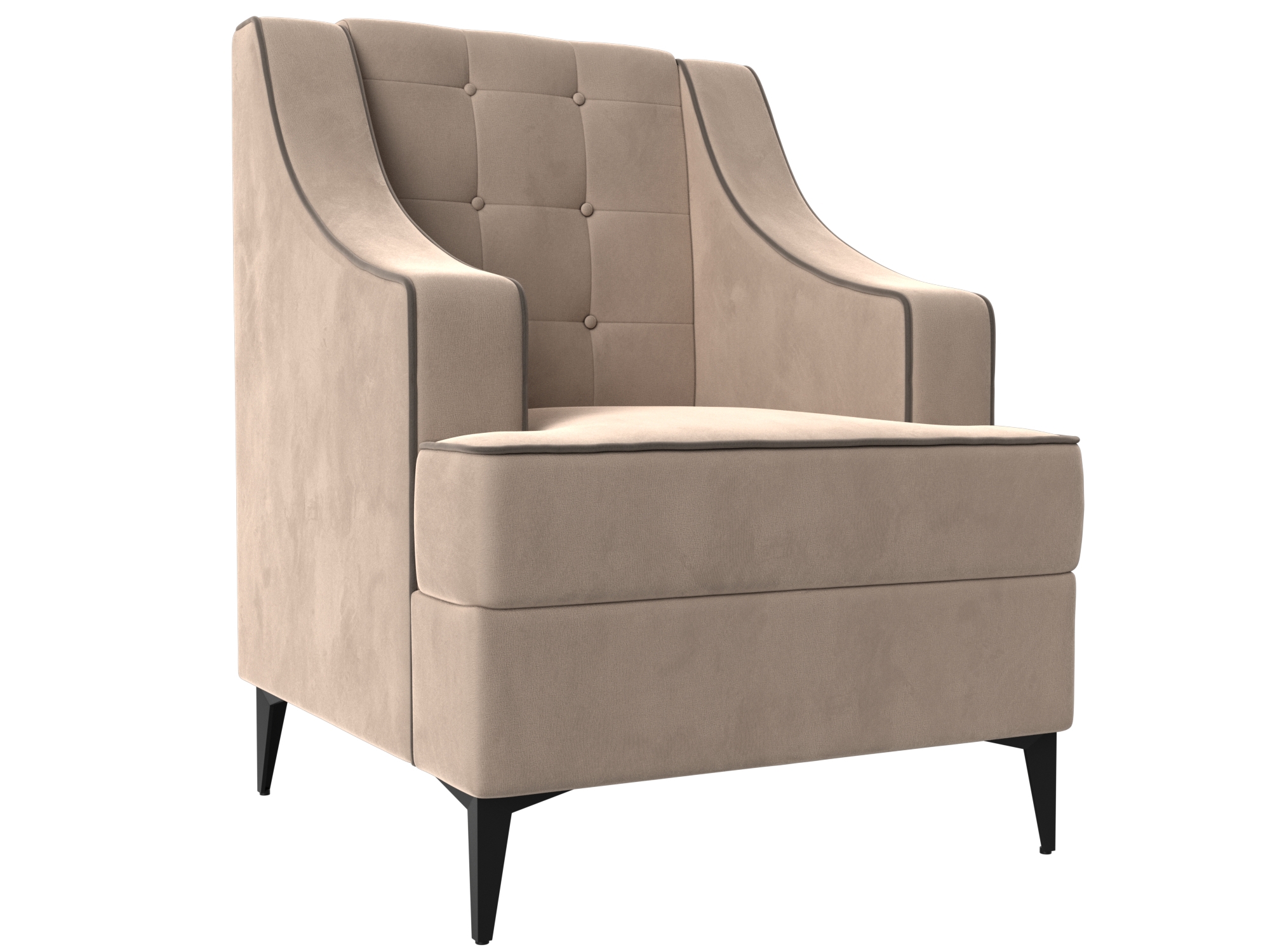 Изображение товара Мягкое кресло Лига диванов Марк 88x103x80 см велюр цвет бежевый/коричневый