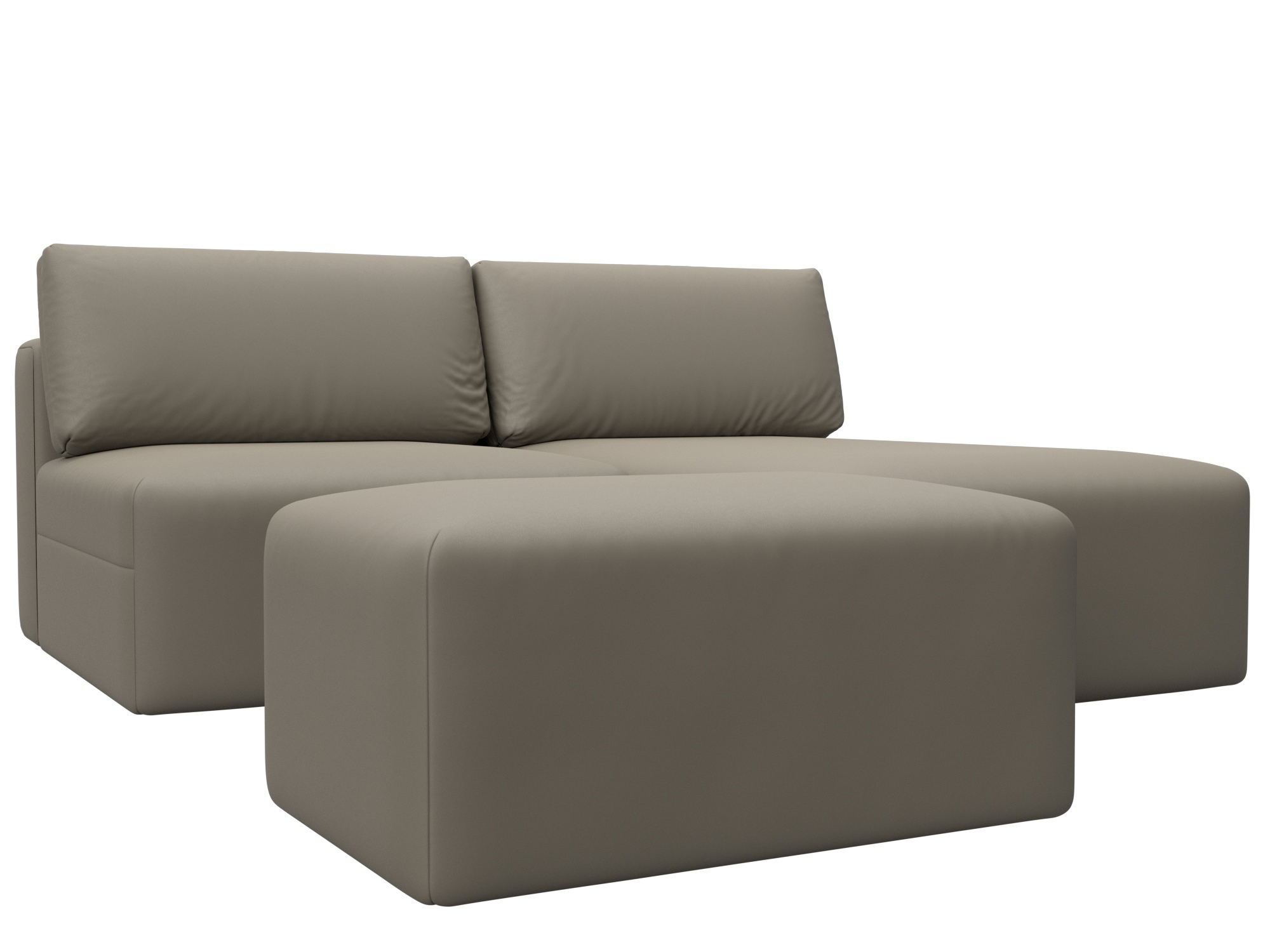 Изображение товара Угловой модульный диван Лига-060 НПБ с пуфом эко-кожа бежевый современный стиль