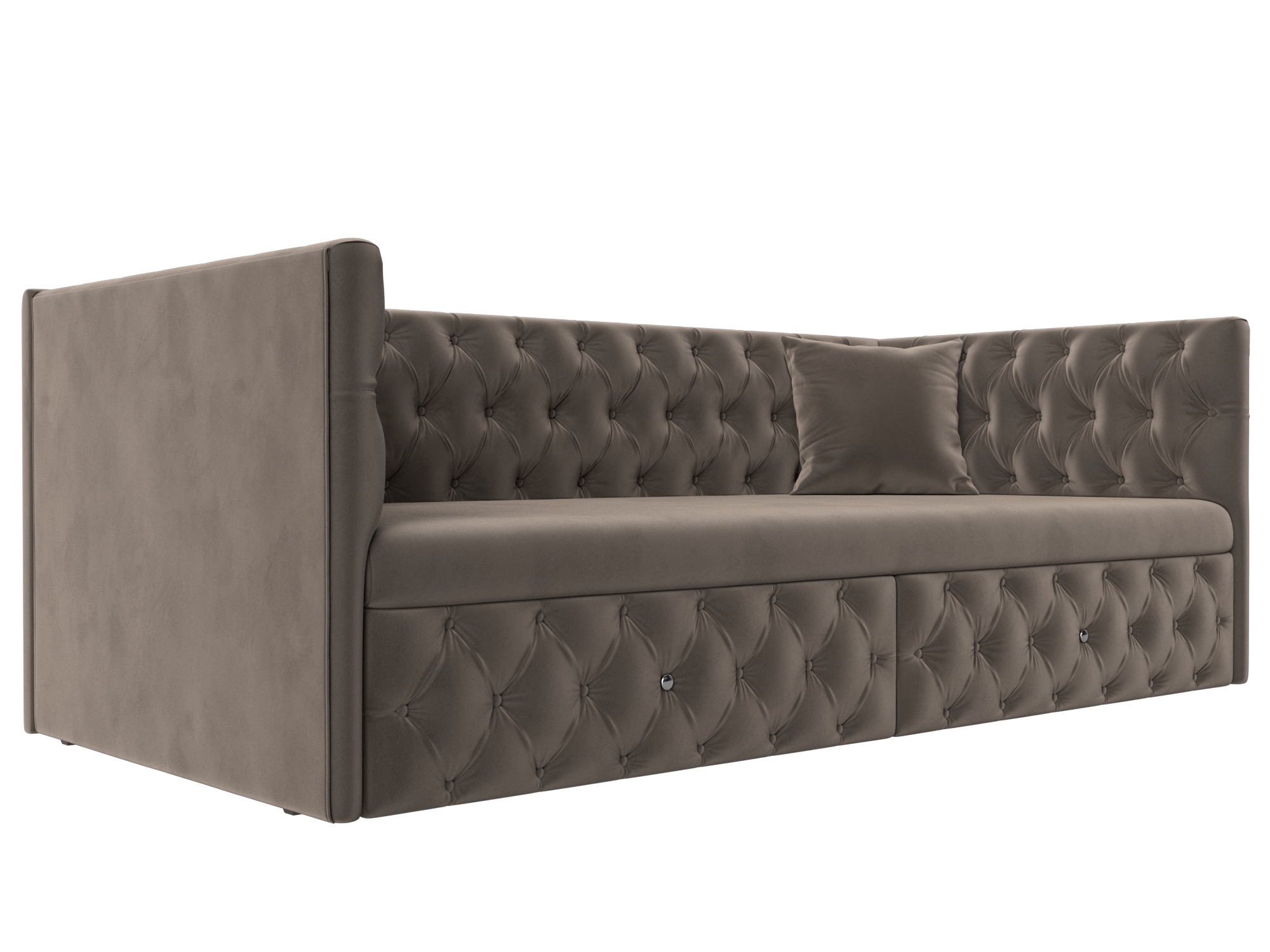 Изображение товара Диван детский Лига диванов Найс 107105_спб 200x77x87 см велюр цвет seven 727 коричневый