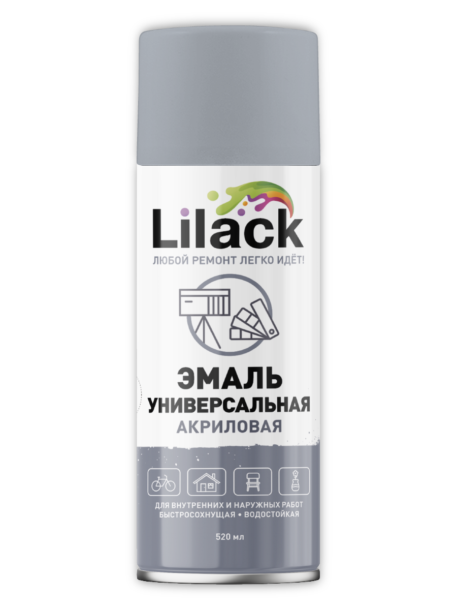 Изображение товара Аэрозольная эмаль LILACK 7101-22 глянцевая Серый 0.52л