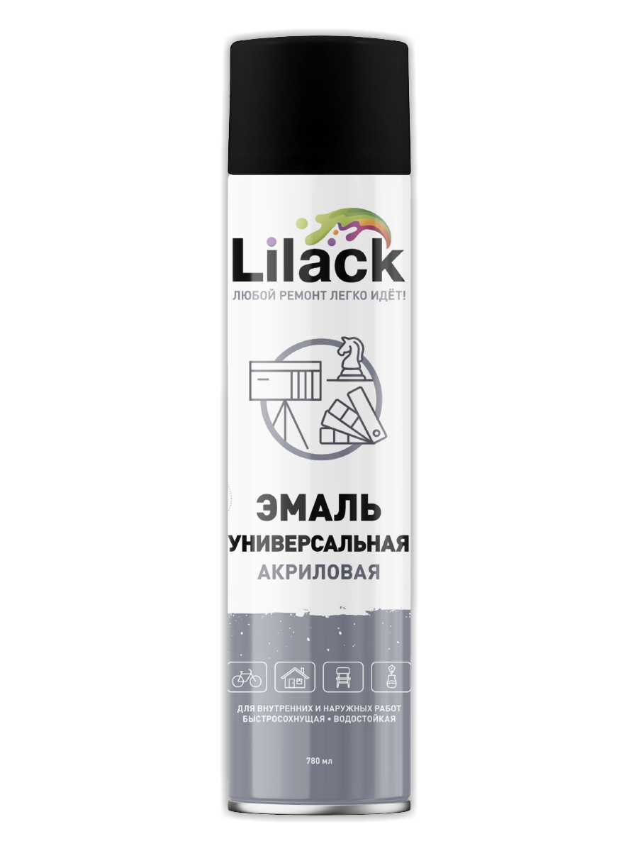 Изображение товара Эмаль аэрозольная универсальная Lilack 7118-02 lk матовая цвет черный 0.78 л