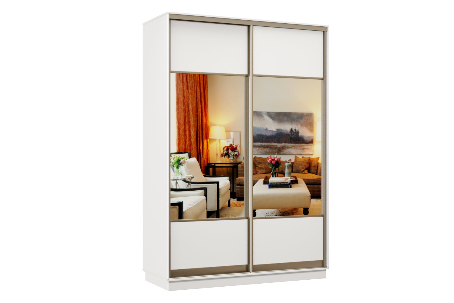 Изображение товара Шкаф-купе Хочу домой Классика Лайт 01 (05.05) с 2 дверями 220x120х45 см 7 полок ЛДСП цвет белый/профиль шампань