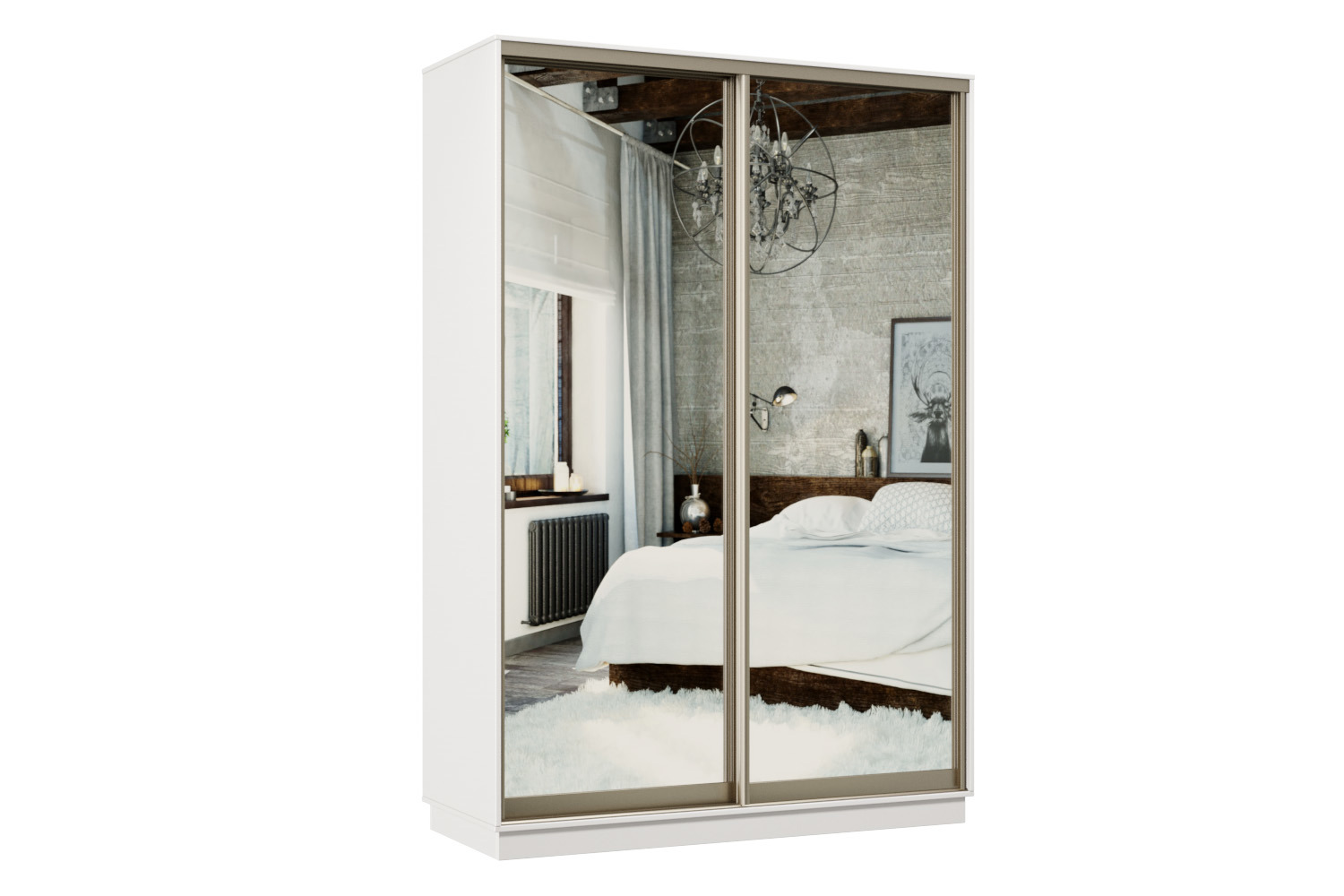 Изображение товара Шкаф-купе Хочу домой Классика Лайт 02 (01.01) с 2 дверями 220x120х60 см 7 полок ЛДСП цвет белый/профиль шампань