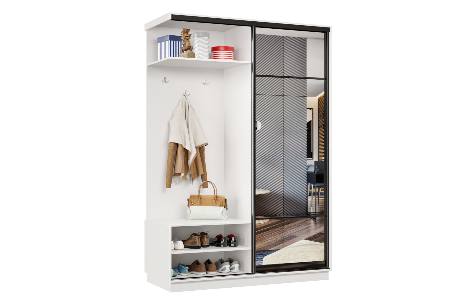 Изображение товара Комплект мебели для прихожей Хочу домой Лайт 01 белый/черный муар