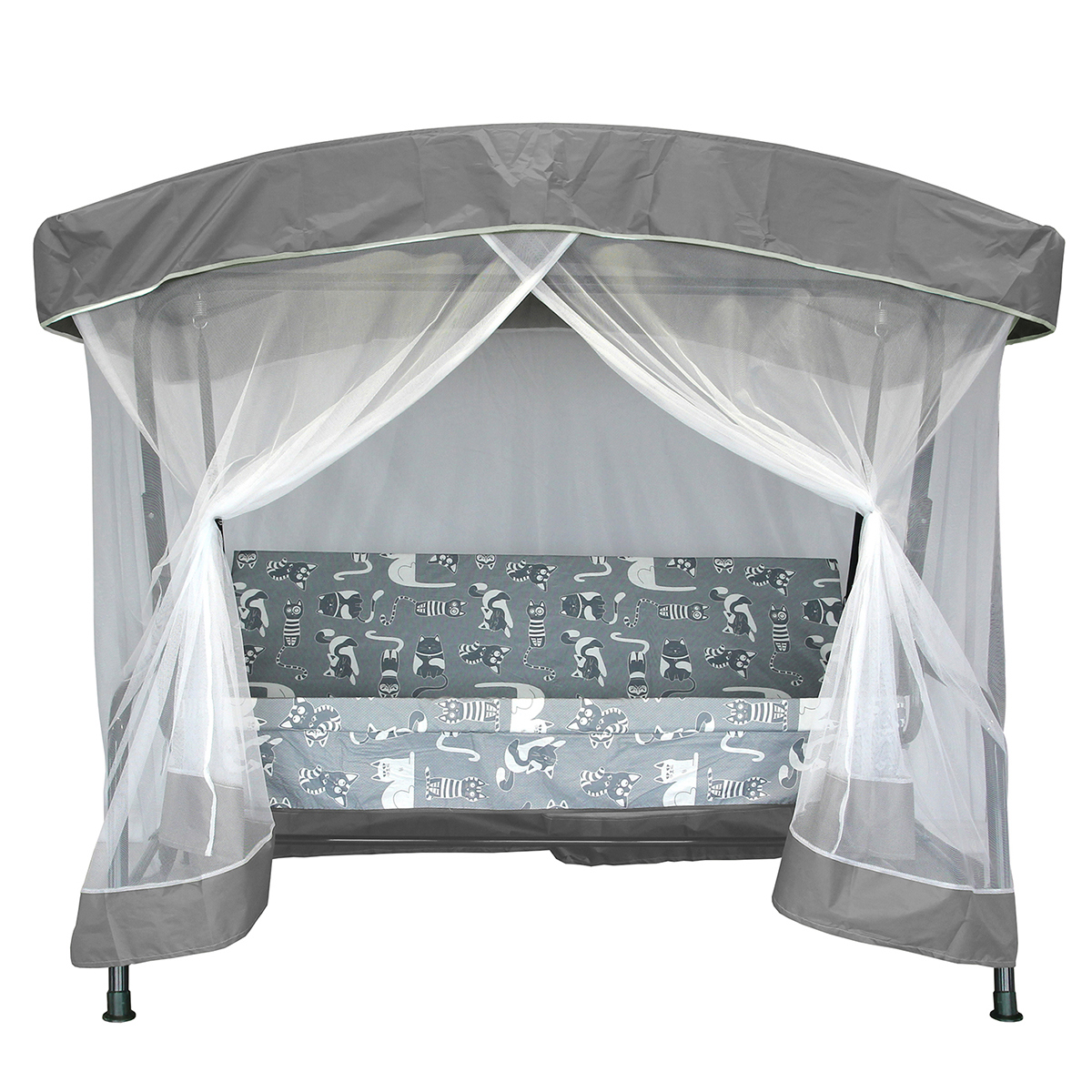 Изображение товара Качели садовые Garden story GS1445 трехместные с москитной сеткой и тентом