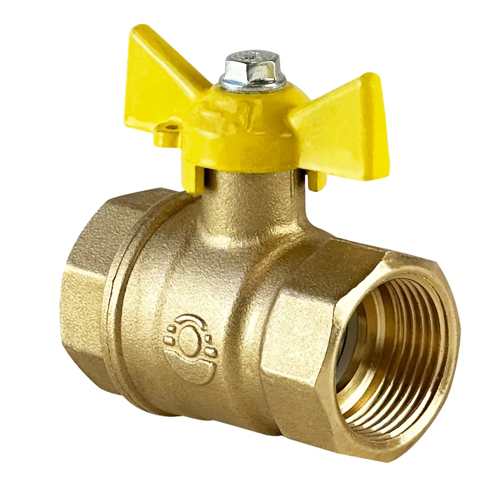 Кран шаровой для газа прямой Valfex DN20 PN40 3/4" ВР латунь ручка бабочка - 2