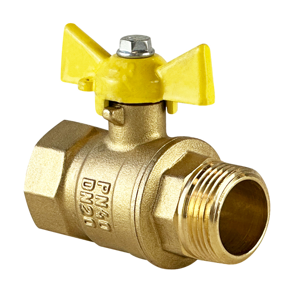 Изображение товара Кран шаровой для газа прямой Valfex DN20 PN40 3/4" НР/ВР латунь ручка бабочка