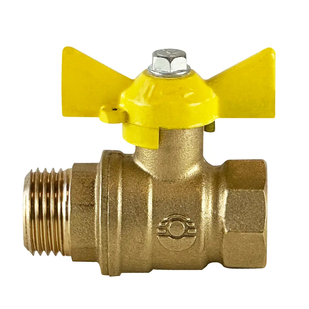 Кран шаровой для газа прямой Valfex DN15 PN40 1/2" НР/ВР латунь ручка бабочка - 1