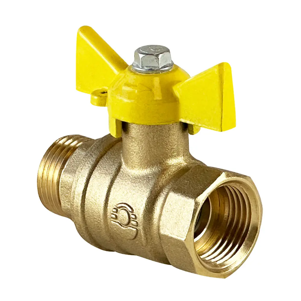 Кран шаровой для газа прямой Valfex DN15 PN40 1/2" НР/ВР латунь ручка бабочка - 2