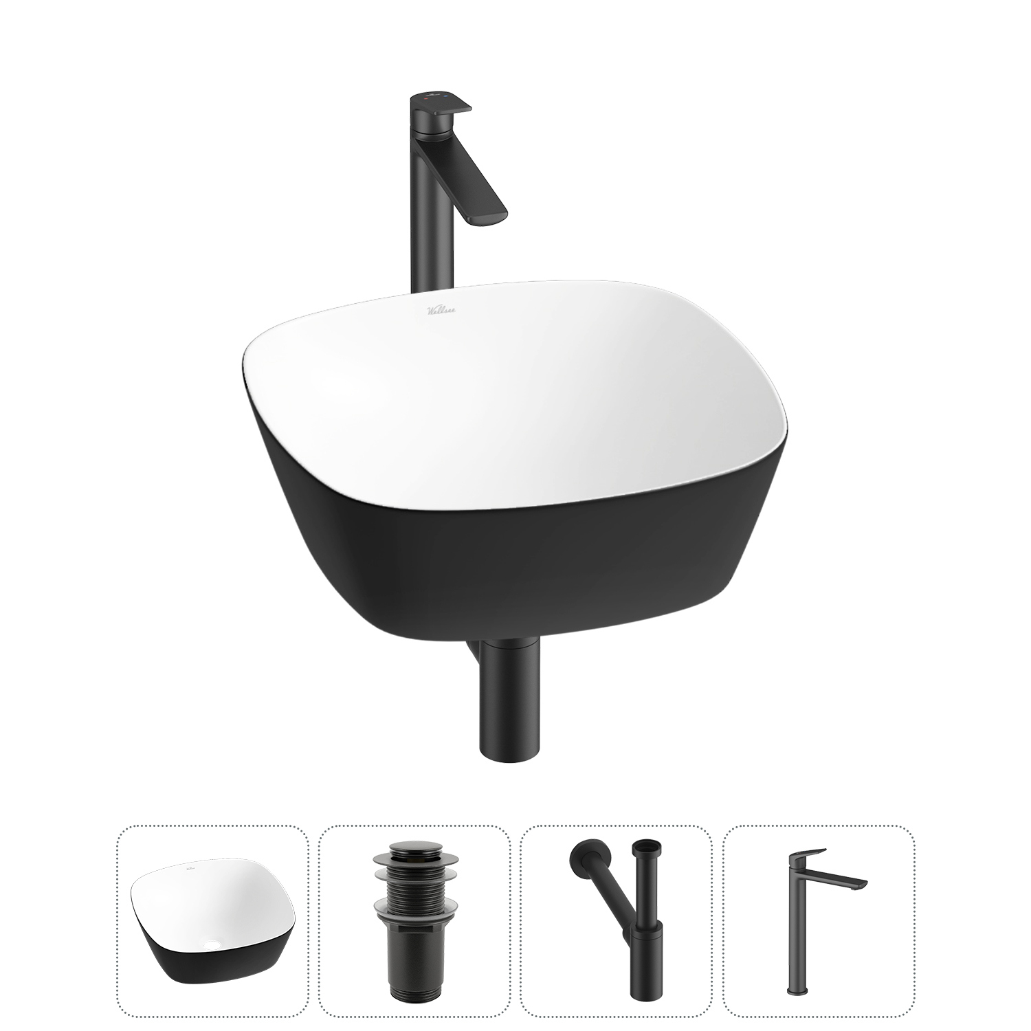 Изображение товара Раковина Wellsee Ground Breaking 40см черная керамическая накладная