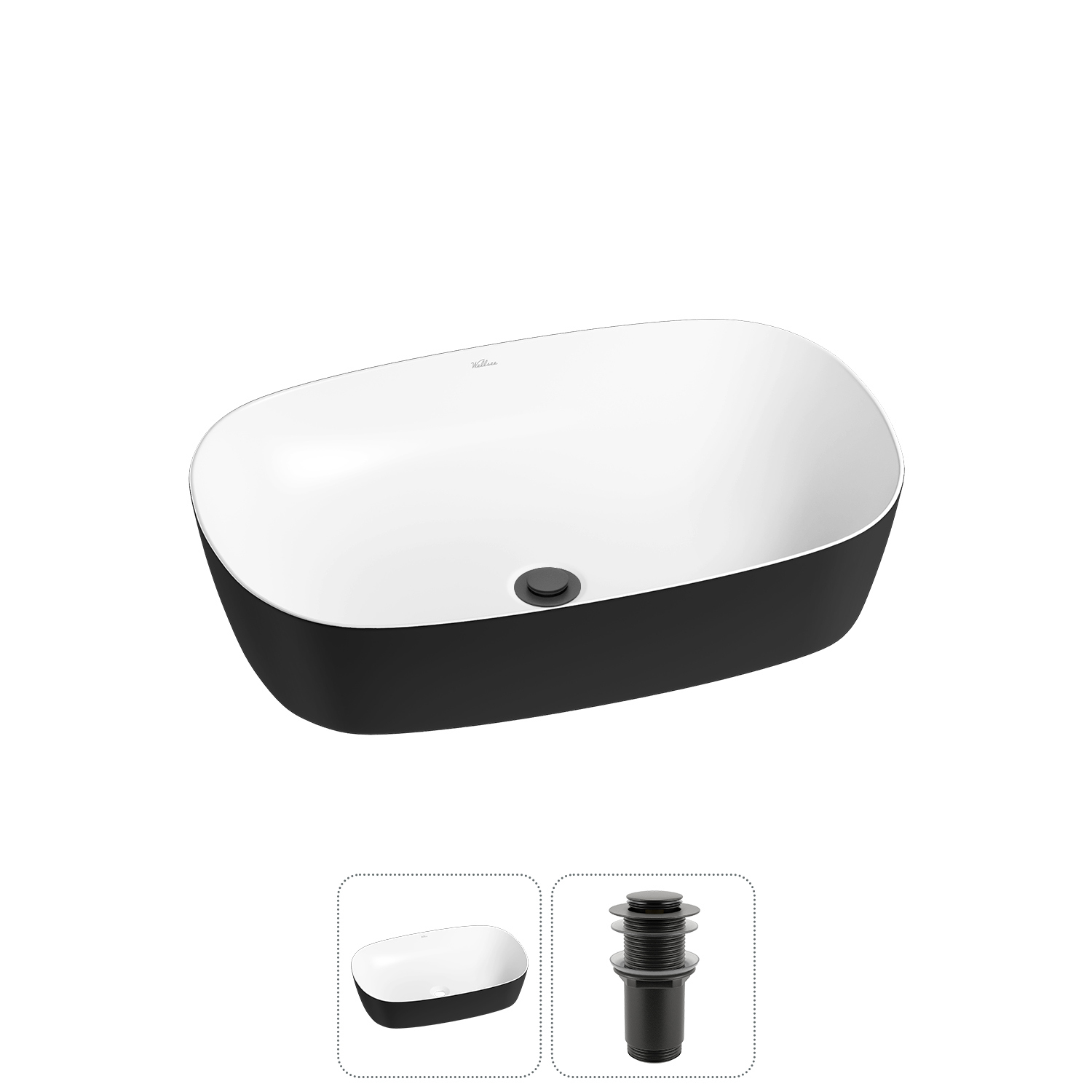 Изображение товара Раковина Wellsee Ground Breaking 50см 2 в 1 черный матовый доставка Польша