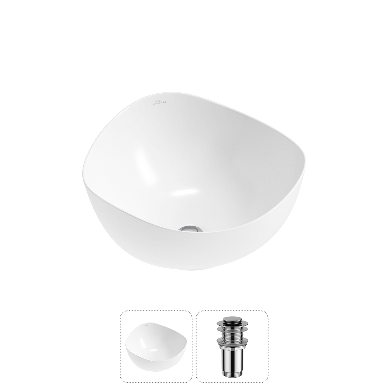 Изображение товара Раковина Wellsee Nexus Flex 38 см керамическая белая накладная