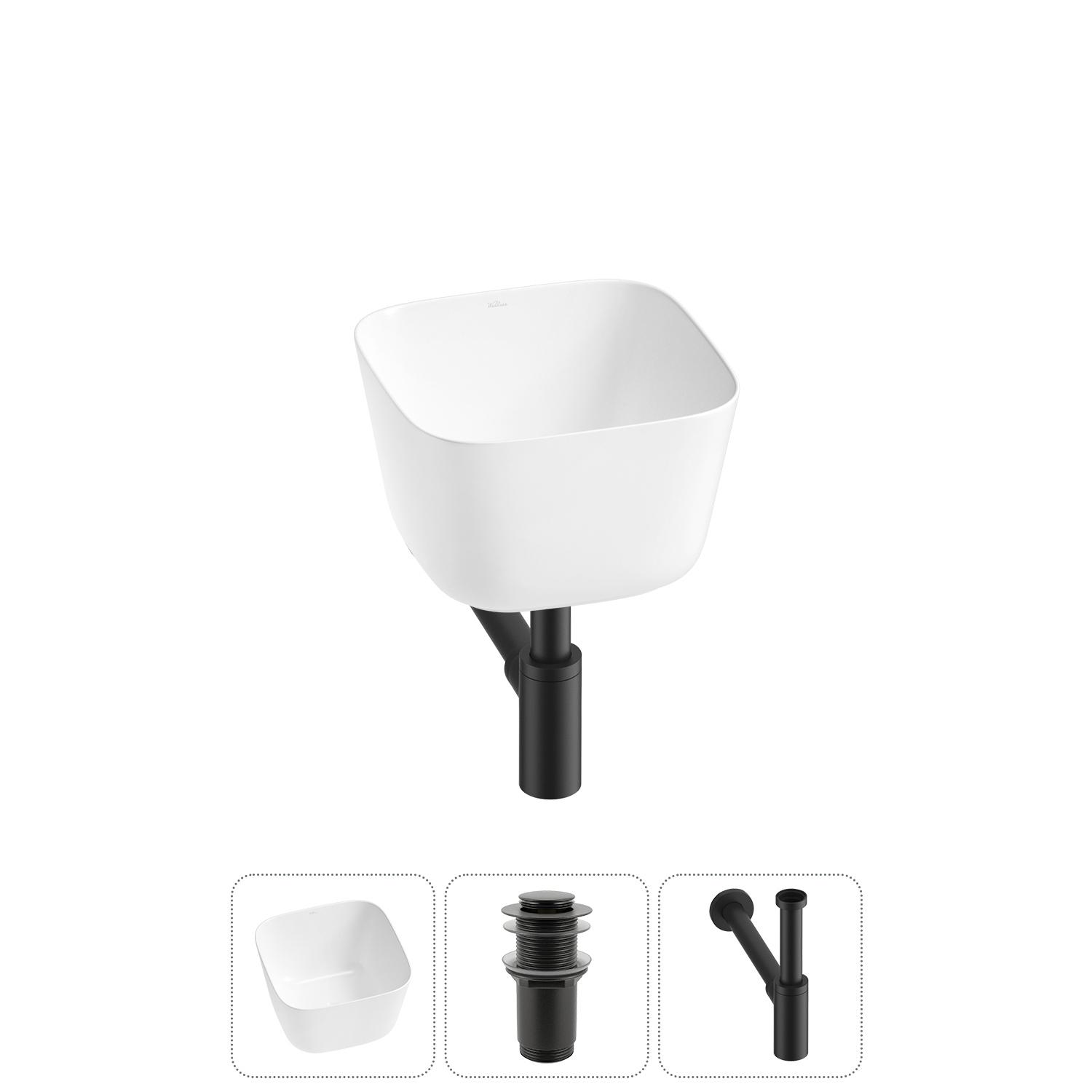 Изображение товара Раковина Wellsee Fontenay Paris 37см 3 в 1 керамическая с сифоном