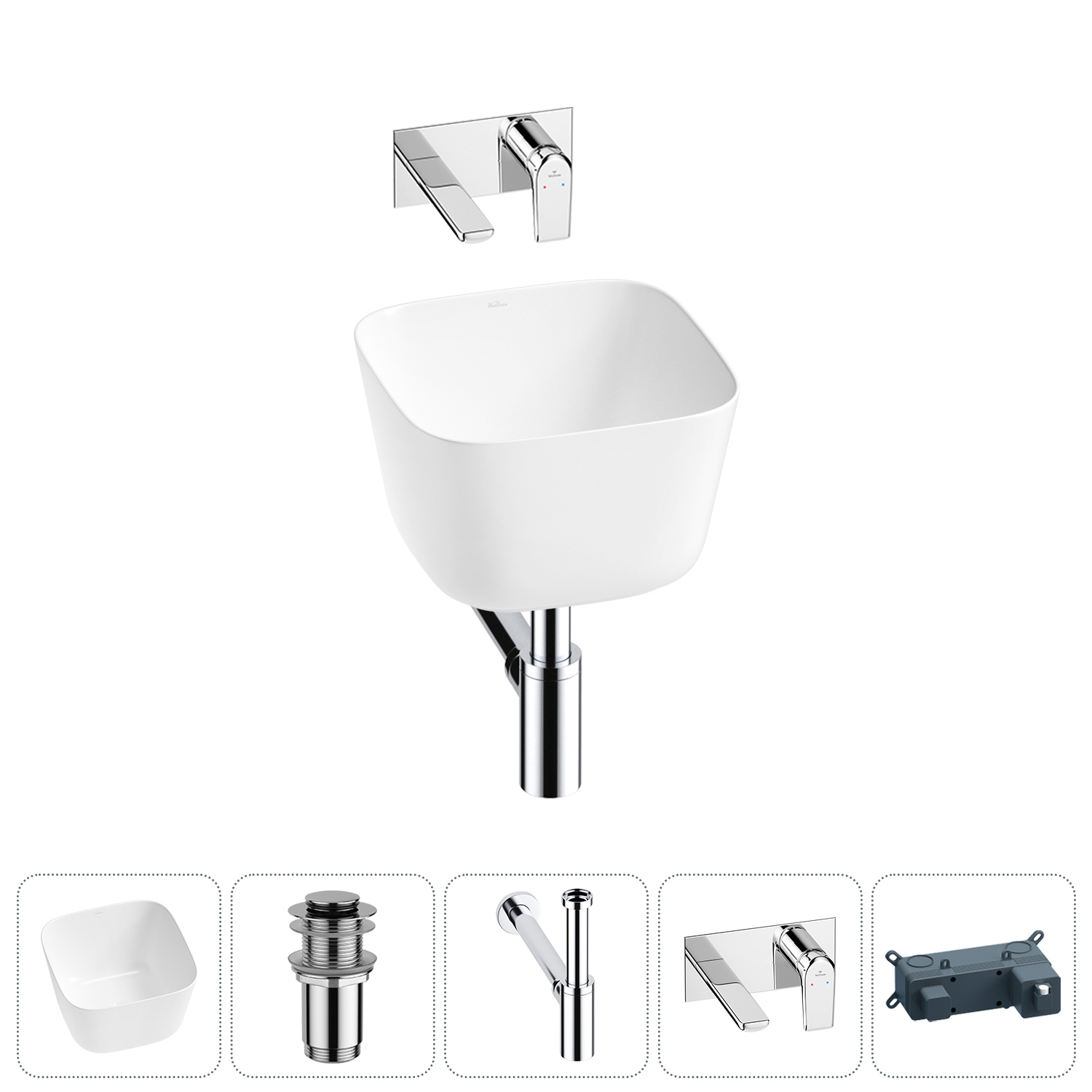 Изображение товара Раковина Wellsee fontenay paris 20214051R 37см цвет раковина 4 в 1: д/к, сифон, смеситель