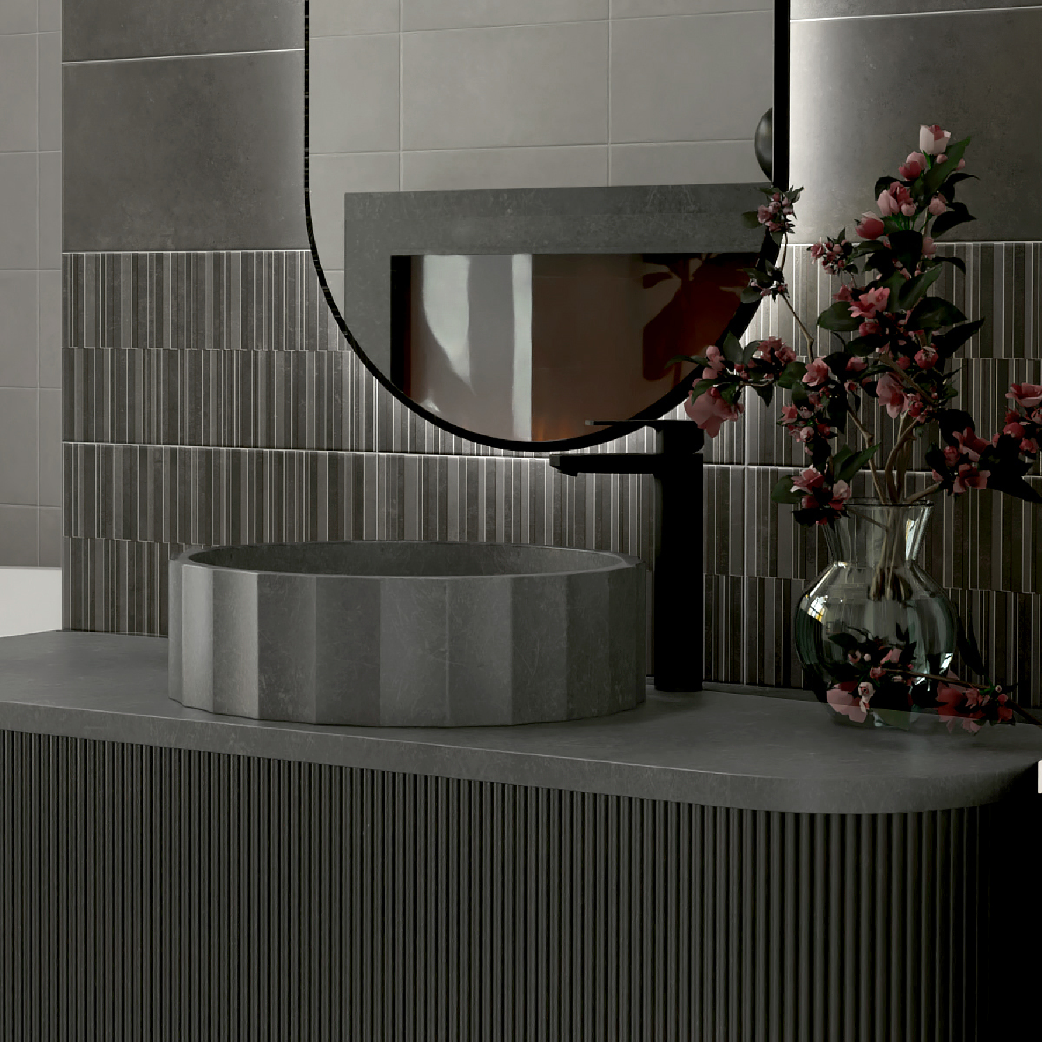 Изображение товара Настенная плитка KREAFORTA Mersey Dark 20x40 см матовая для ванной комнаты