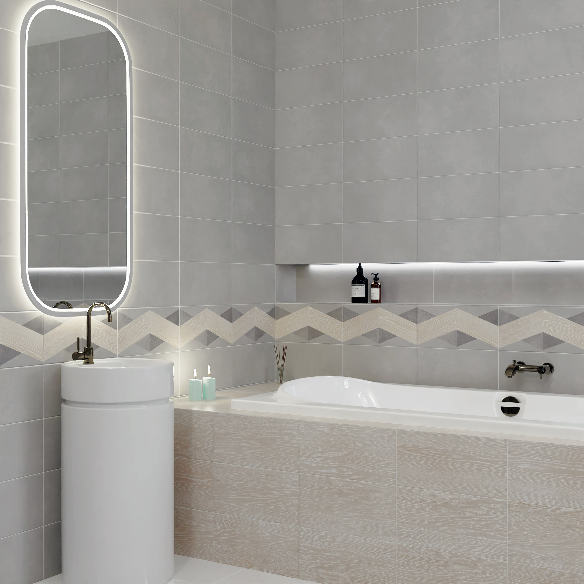 Изображение товара Настенная плитка KREAFORTA Mersey Concrete 20x40 см матовая серый для ванной