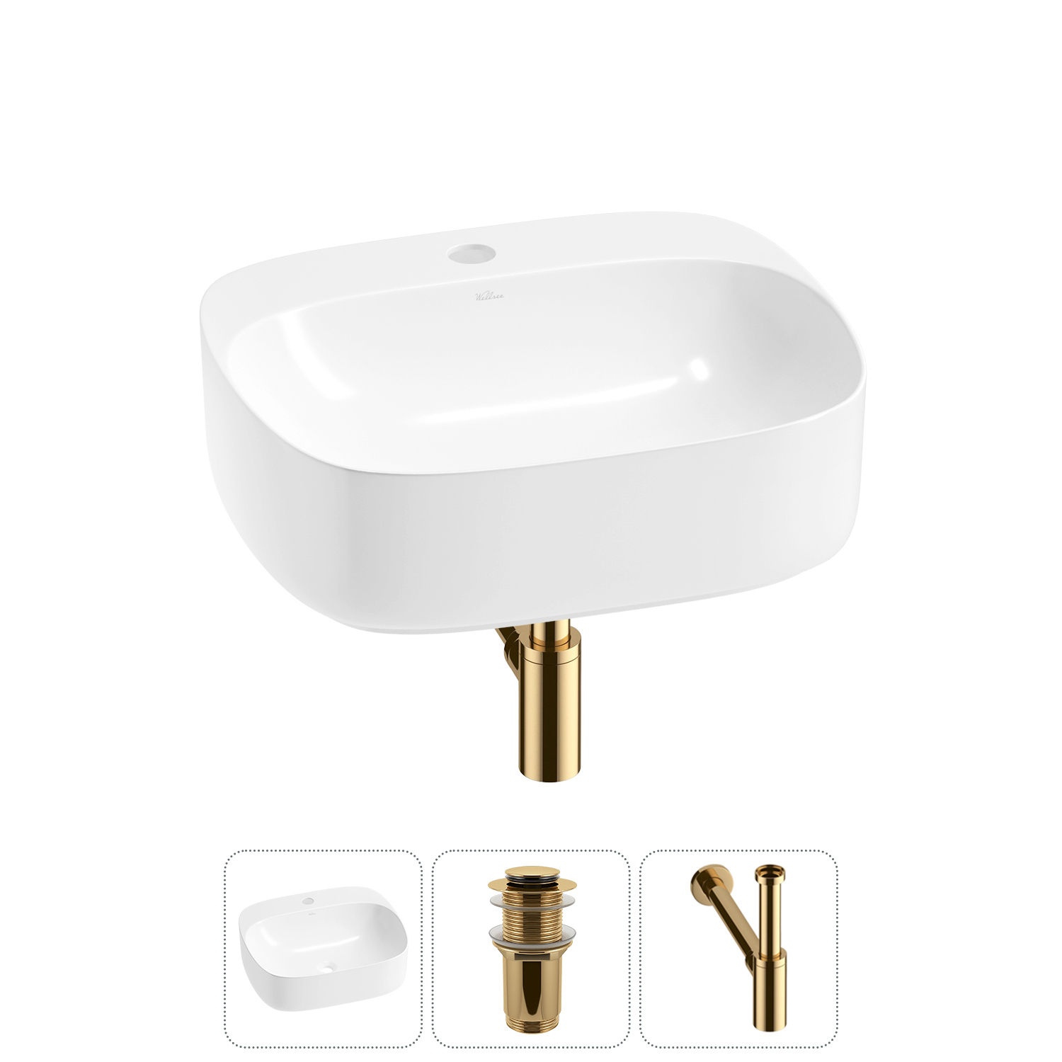 Изображение товара Раковина Wellsee ideal 20214101R 50 см с цветом 3 в 1 и сифон в комплекте