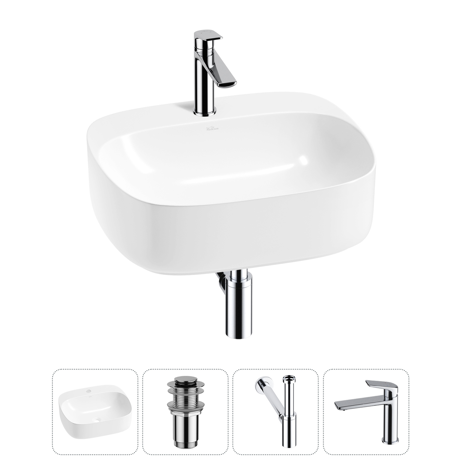 Изображение товара Раковина Wellsee ideal 20214103R 50см цвет раковина 4 в 1: д/к, сифон, смеситель