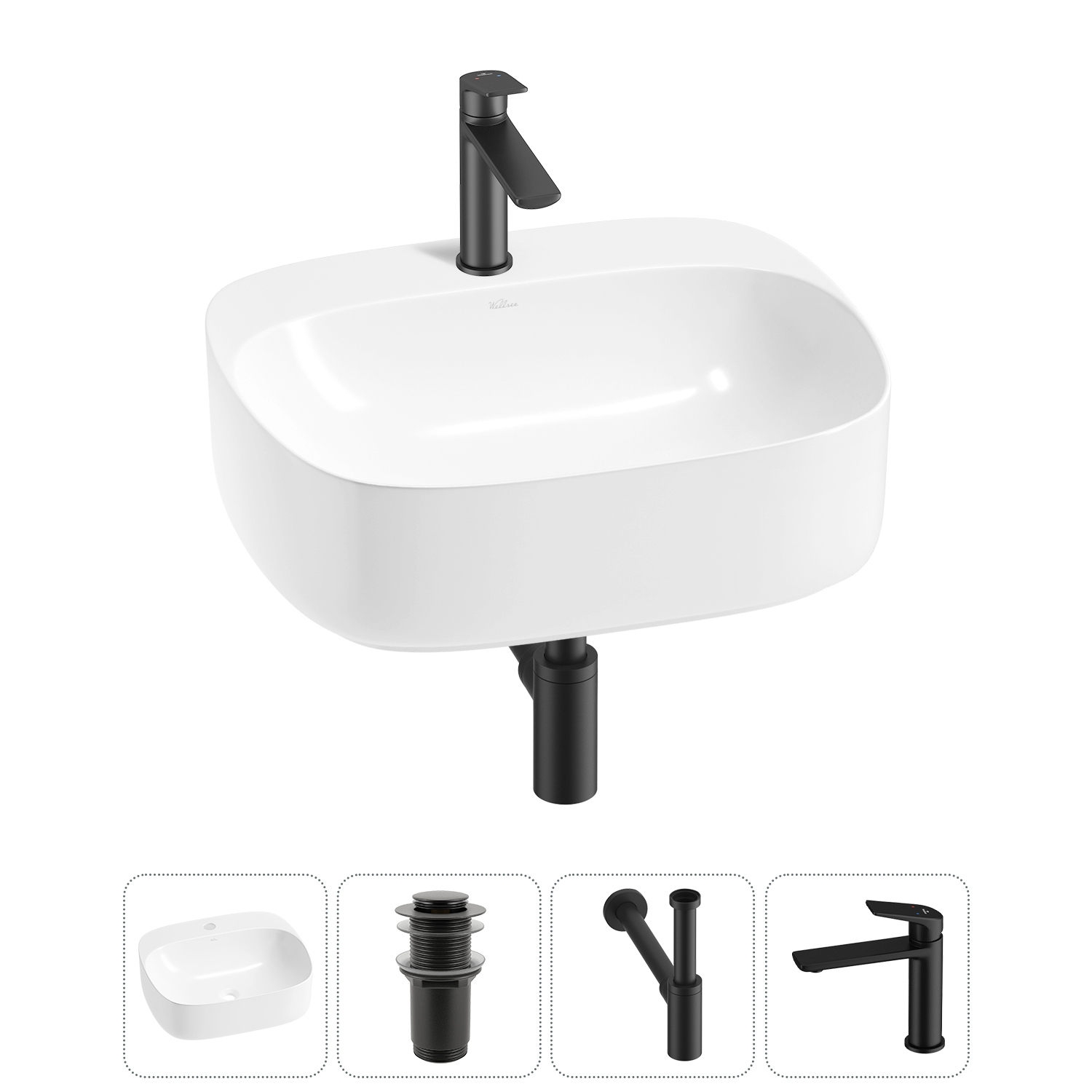 Изображение товара Раковина Wellsee ideal 20214104R 50см цвет раковина 4 в 1: д/к, сифон, смеситель