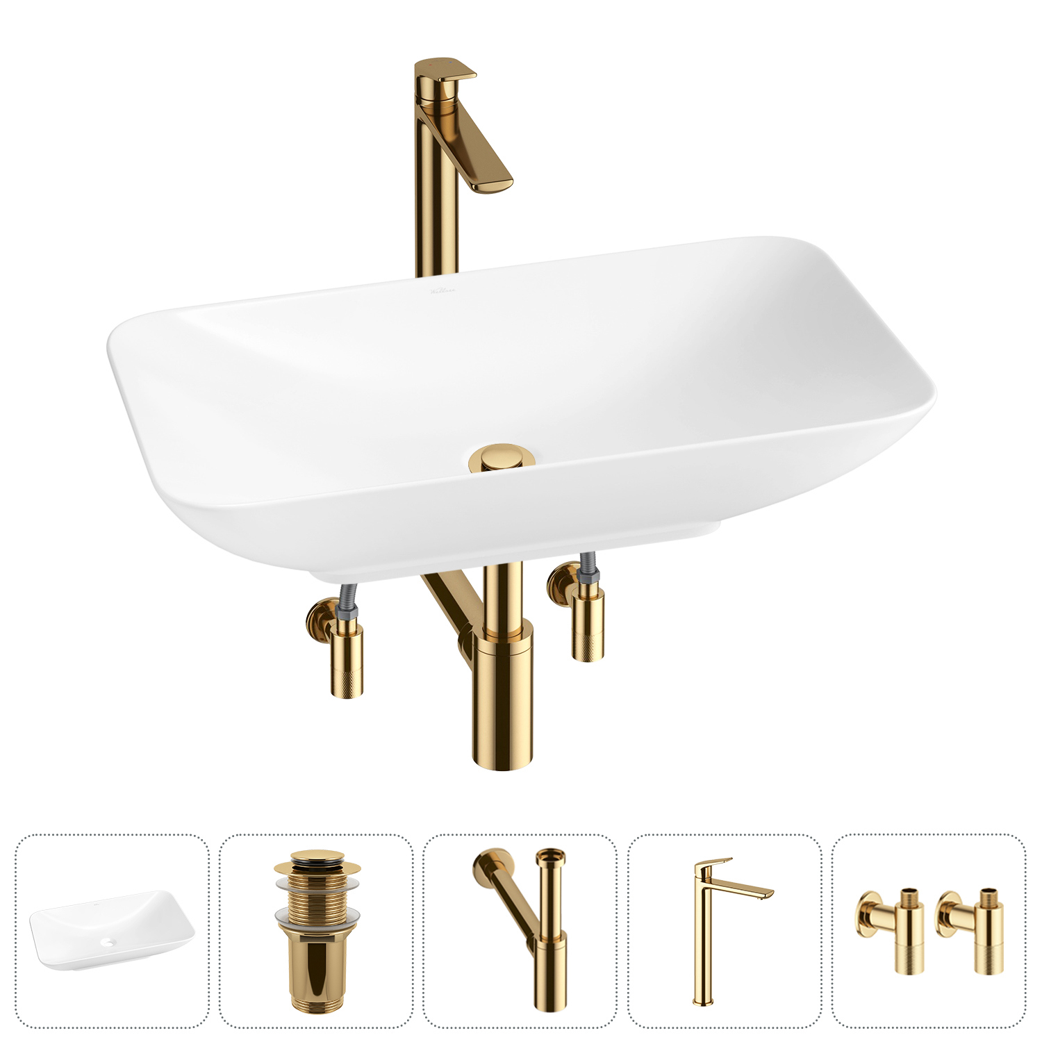 Изображение товара Раковина Wellsee Demure 60 см 5 в 1 комплект белый глянец Польша